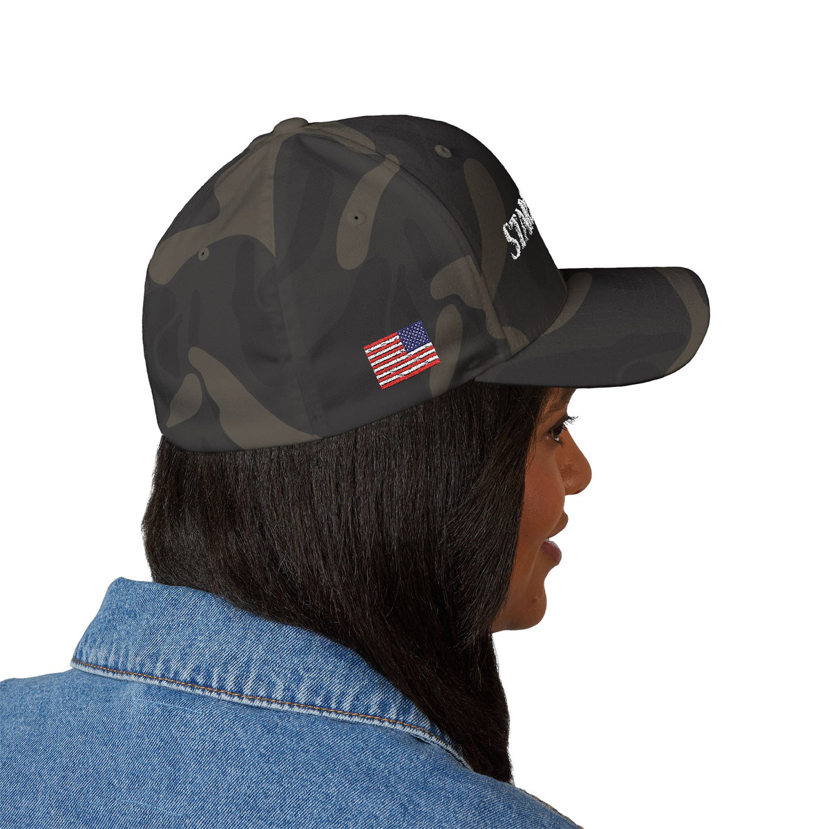 Stars13stripeS Embroidered Enclosed Back Cap White Font