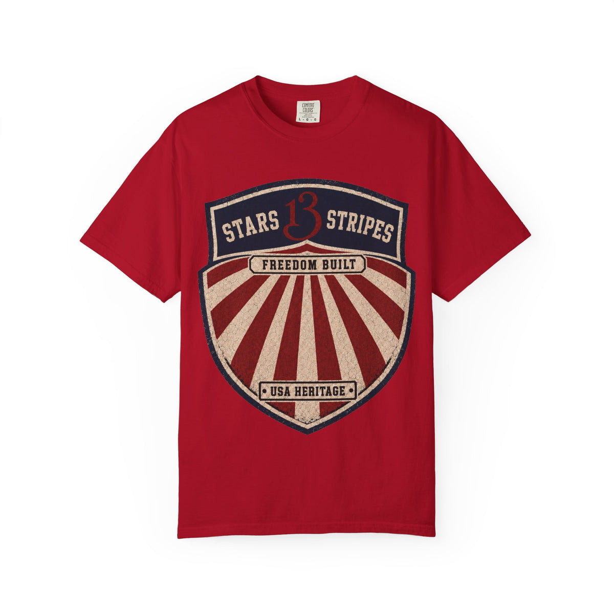 Stars13stripeS Shield T-Shirt — Freedom Built USA Heritage Tee