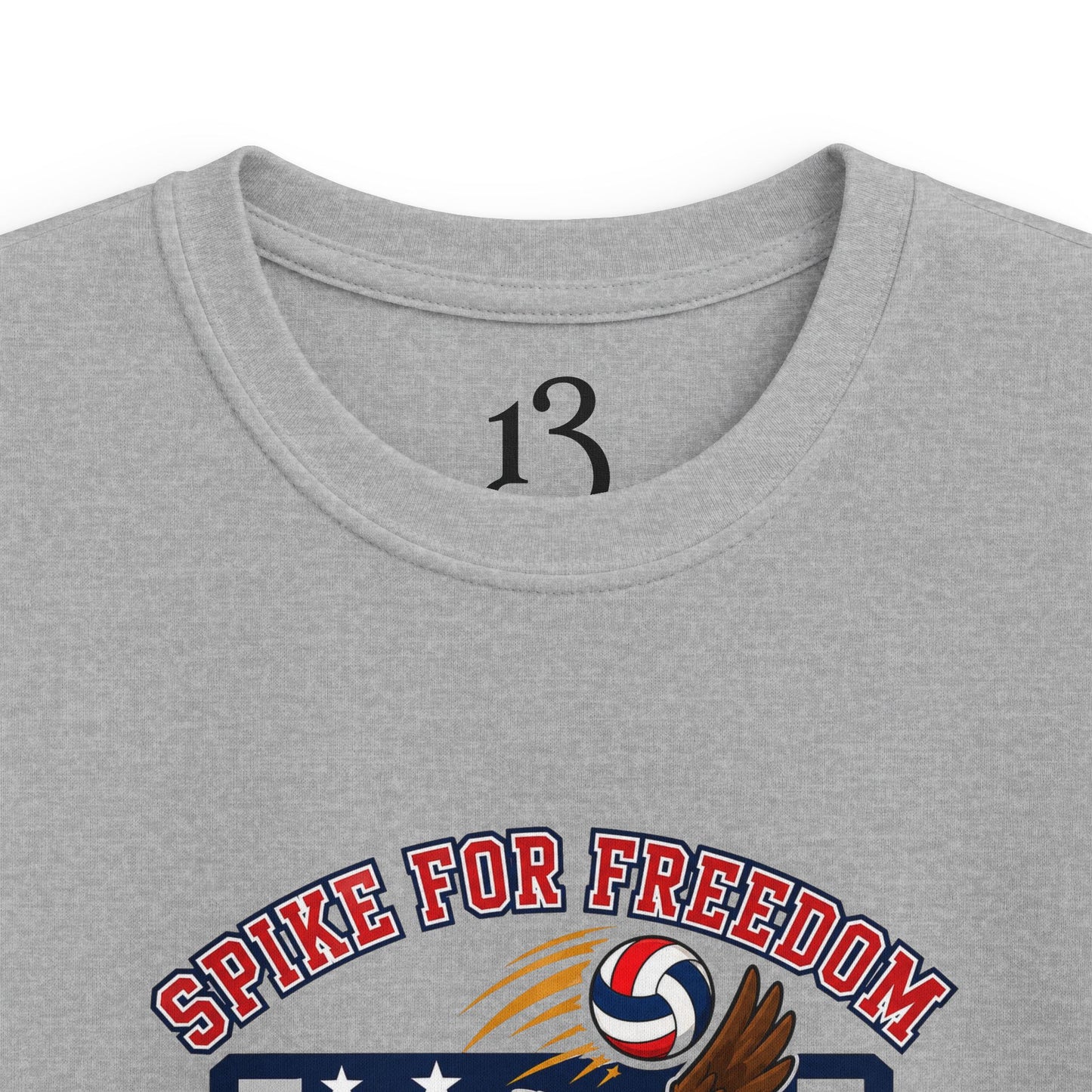 Kids Volleyball T‑Shirt — Eagle Playing Volleyball Graphic (Cheer For Victory)