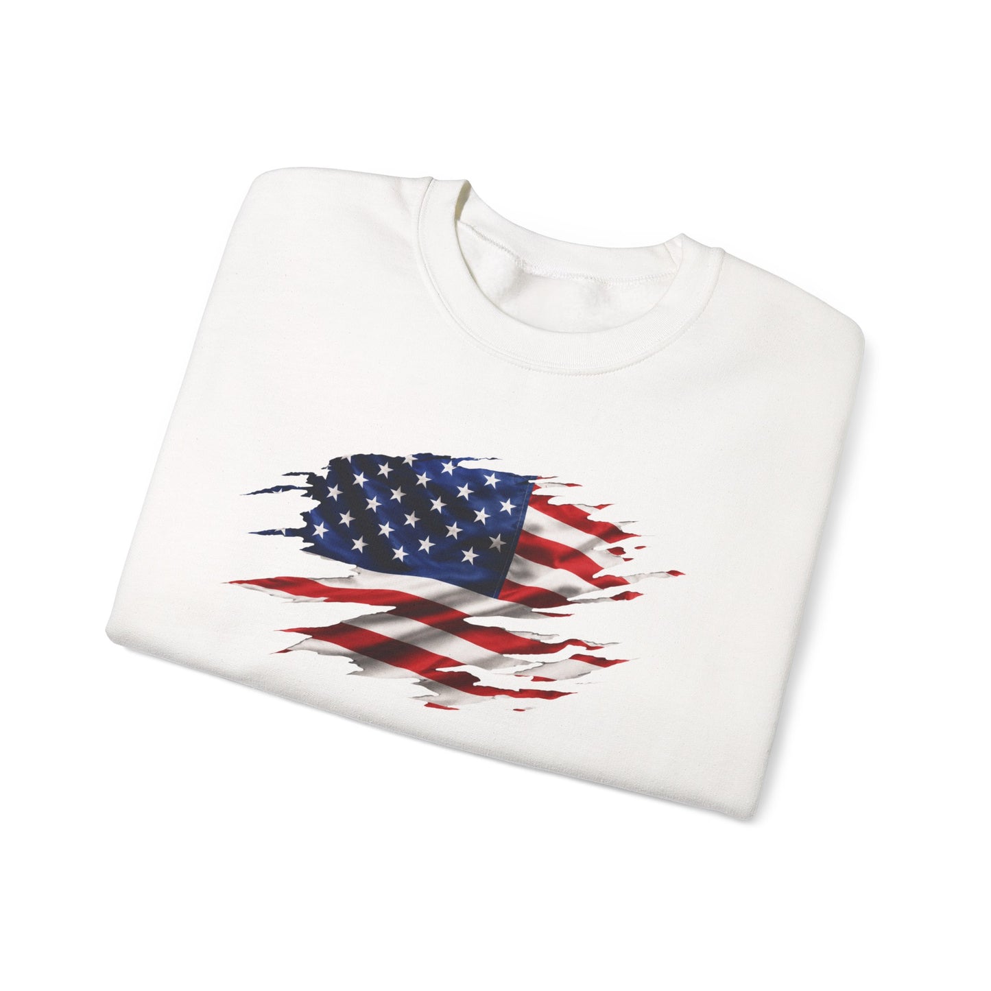 Distressed American Flag Crewneck Sweatshirt – Patriotic USA Pullover