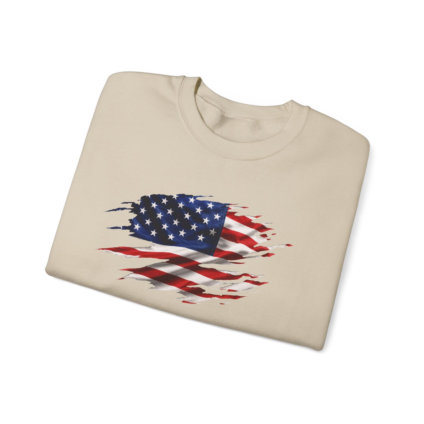 Distressed American Flag Crewneck Sweatshirt – Patriotic USA Pullover