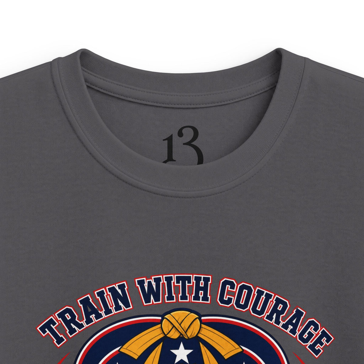 Kids Tee — "Train With Courage, Stand Strong And Free" Patriotic Martial Arts Penguin Design