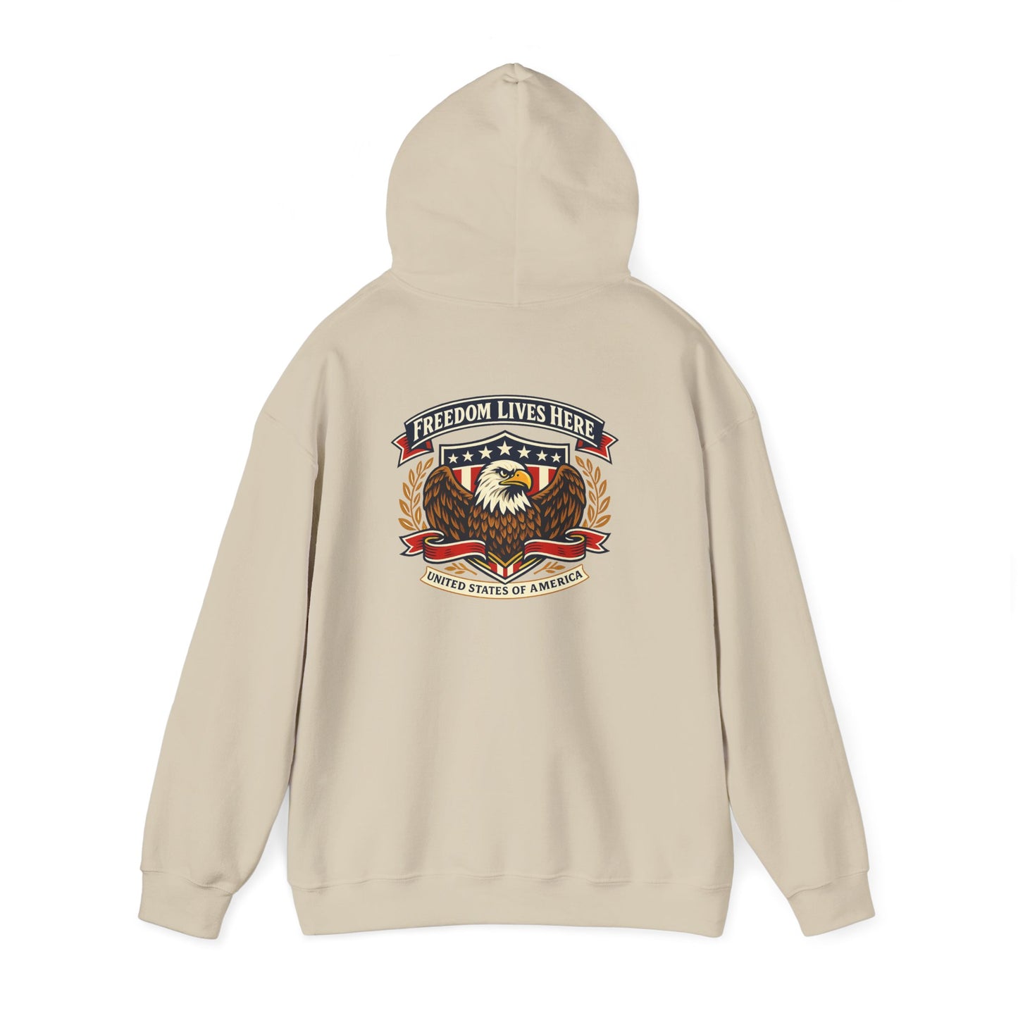 Patriotic Eagle Freedom Hoodie — USA Crest Back Design