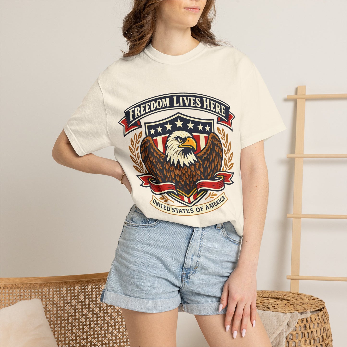 Freedom Lives Here Eagle T-Shirt — Patriotic USA Graphic Tee