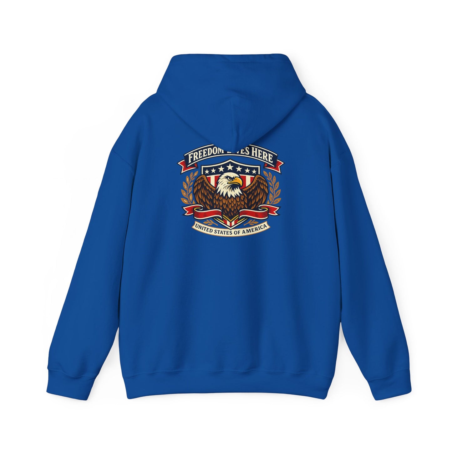 Patriotic Eagle Freedom Hoodie — USA Crest Back Design