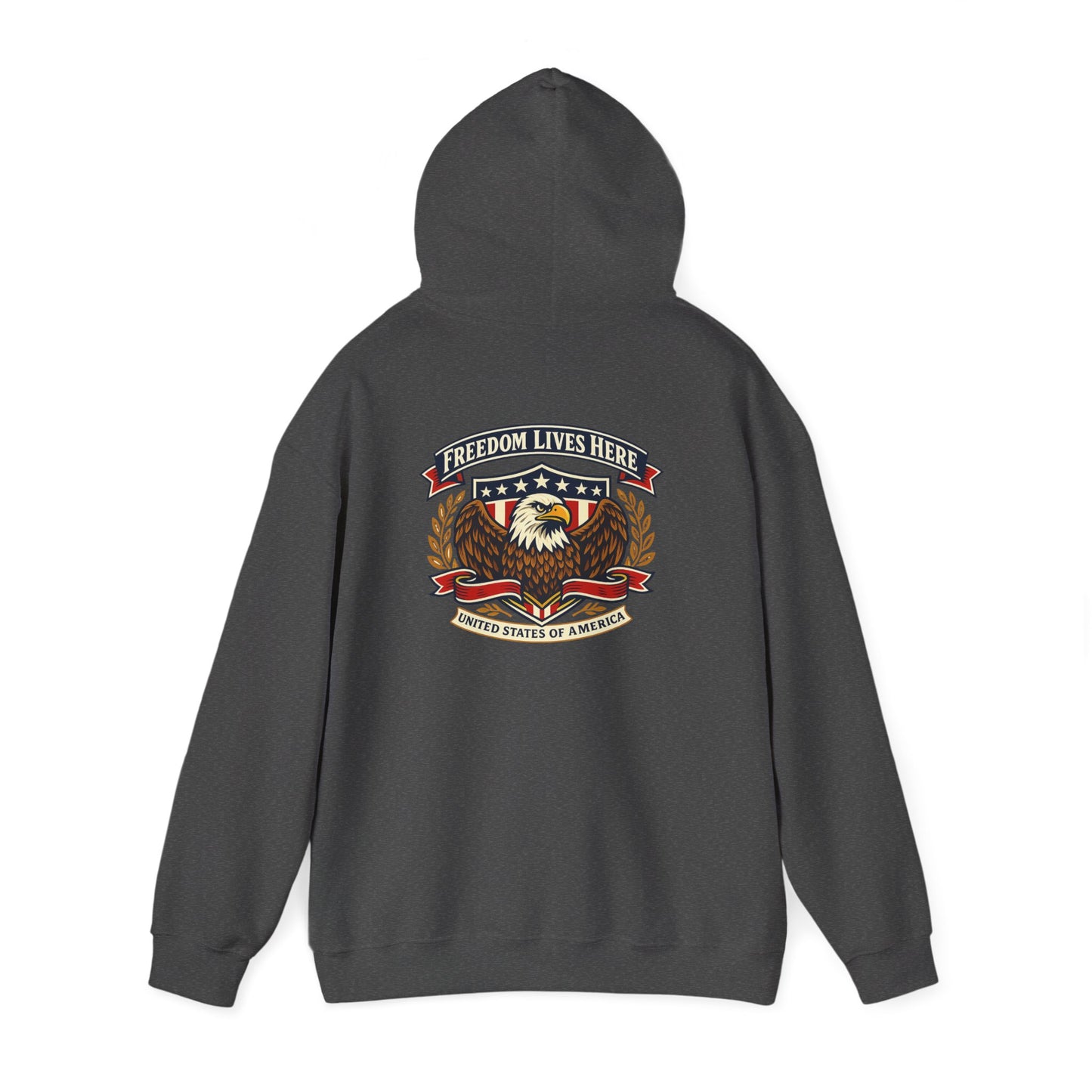 Patriotic Eagle Freedom Hoodie — USA Crest Back Design