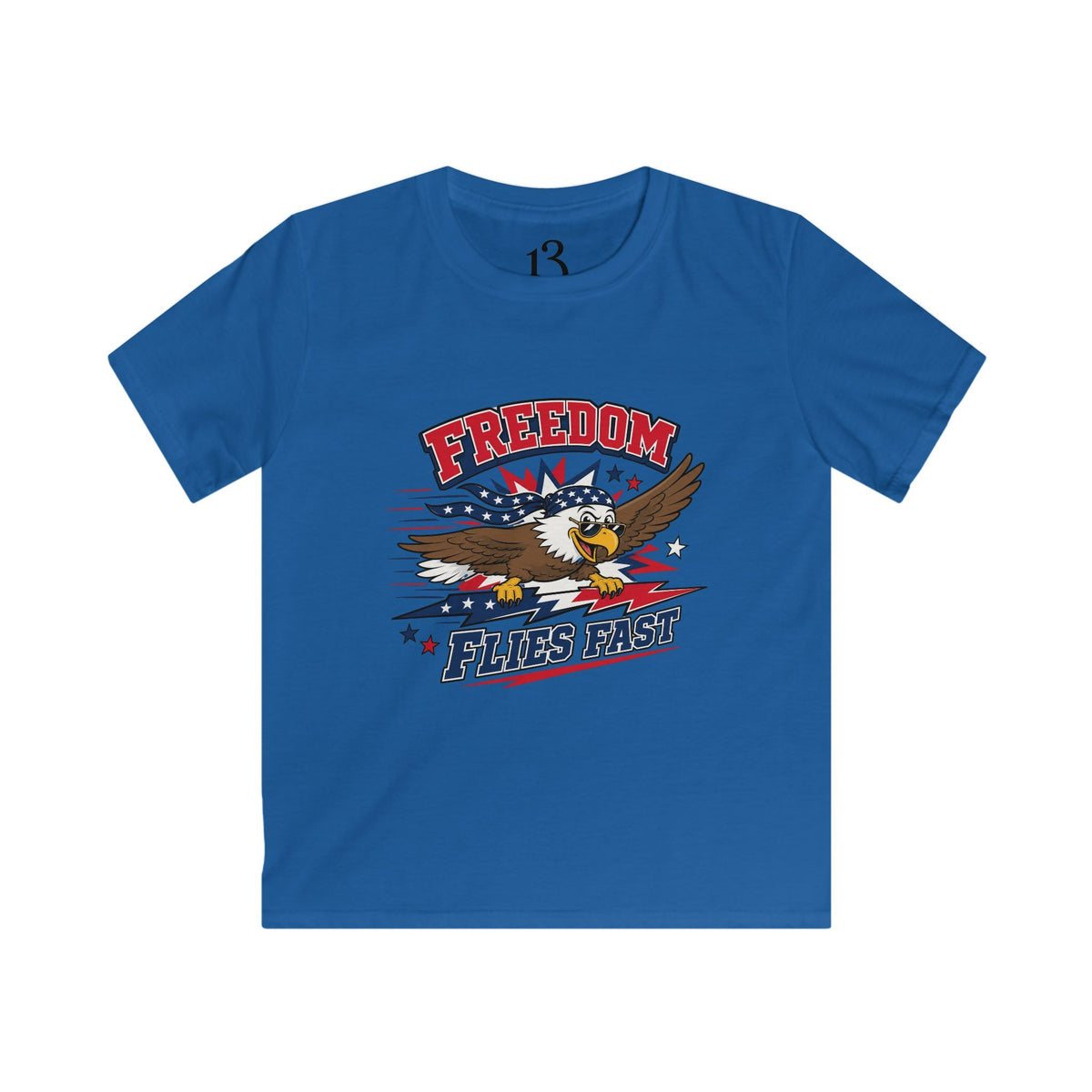 Kids Tee — "Freedom Flies Fast" Patriotic Eagle Shirt for 4th of July