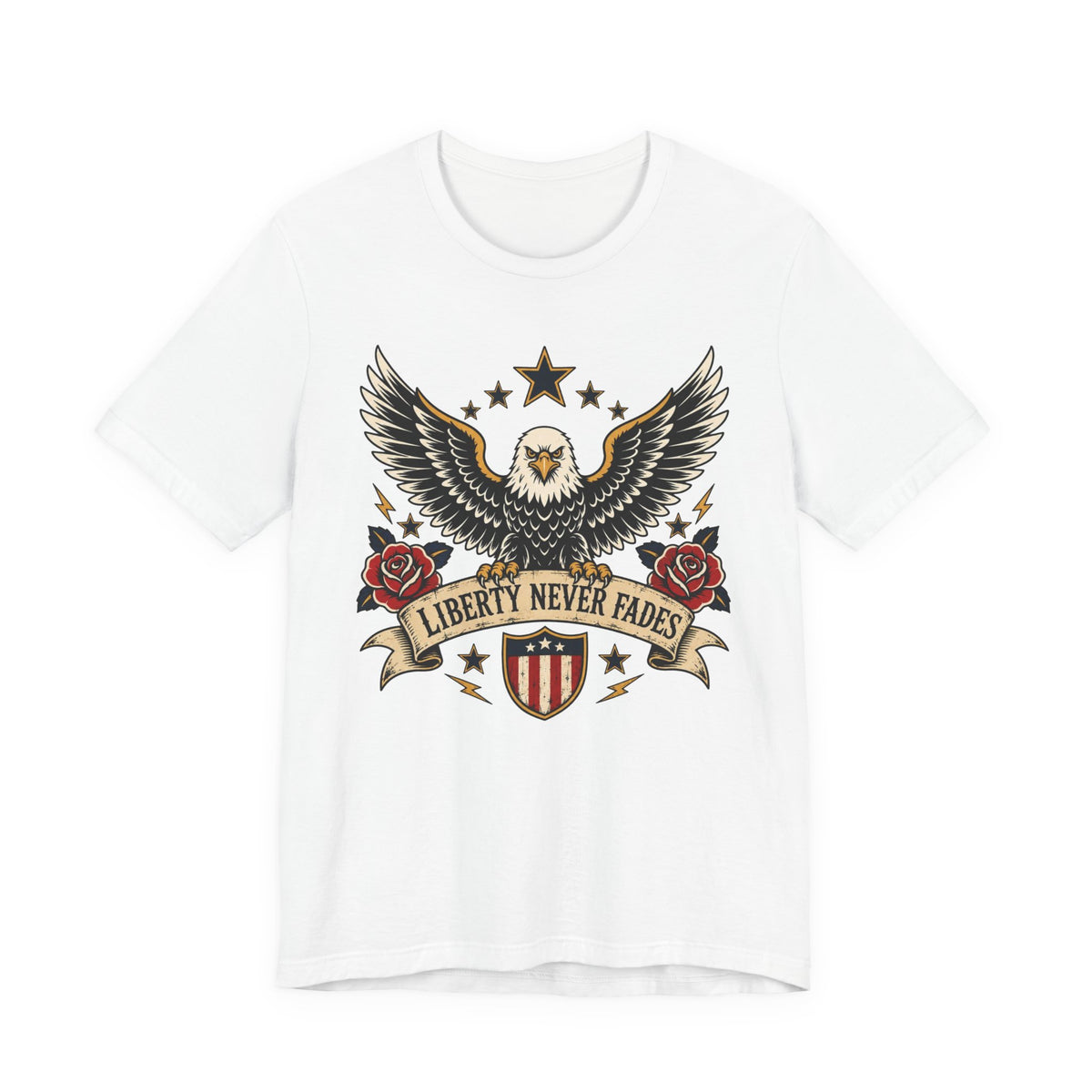Liberty Never Fades Eagle Tee — Patriotic American Flag Shirt