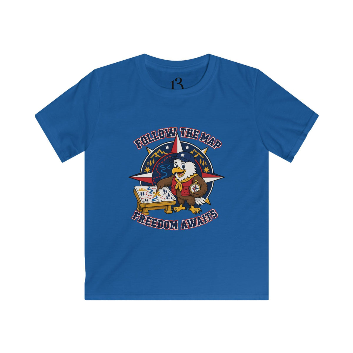 Kids Tee – "Follow the Map, Freedom Awaits" Eagle Adventure Graphic