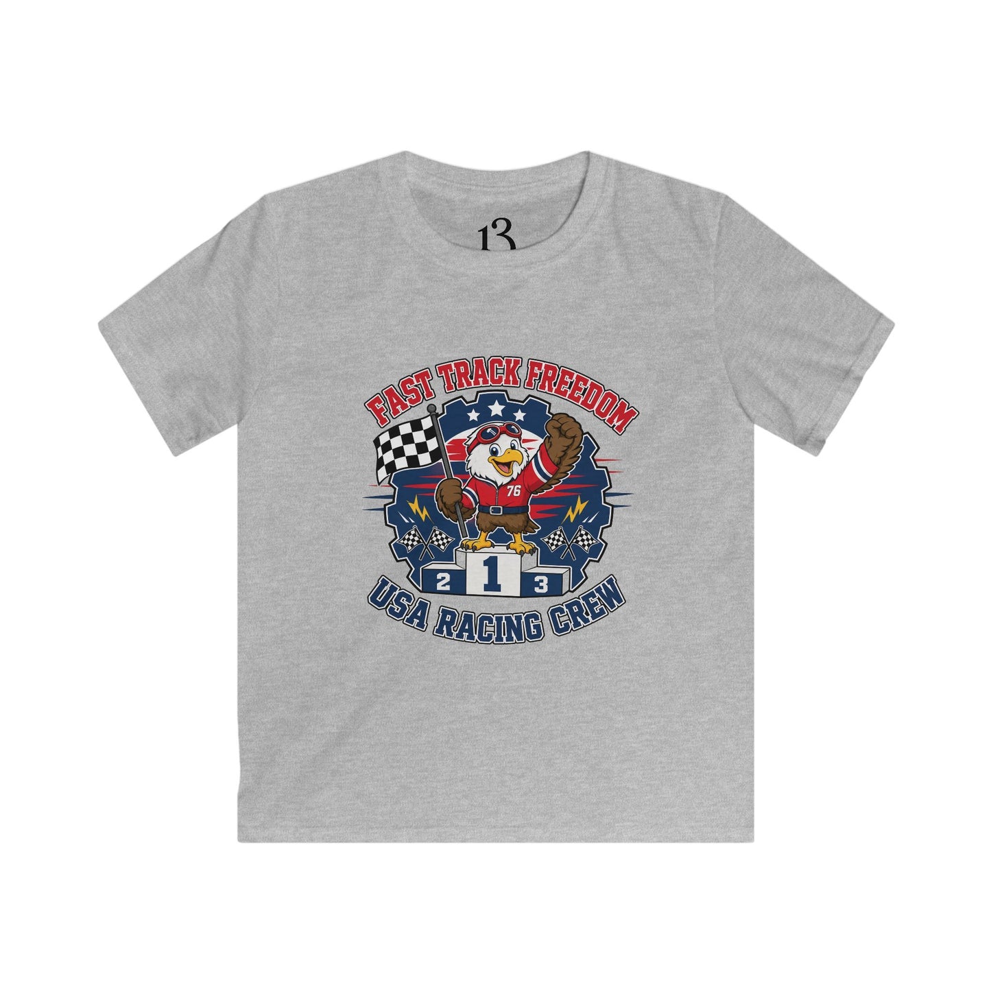 Kids Racing Tee - 'Fast Track Freedom' USA Racing Champion Graphic