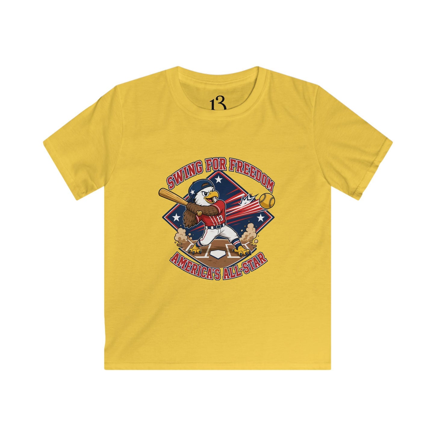 Kids Tee - "Swinging for Freedom" Patriotic Baseball Eagle Design