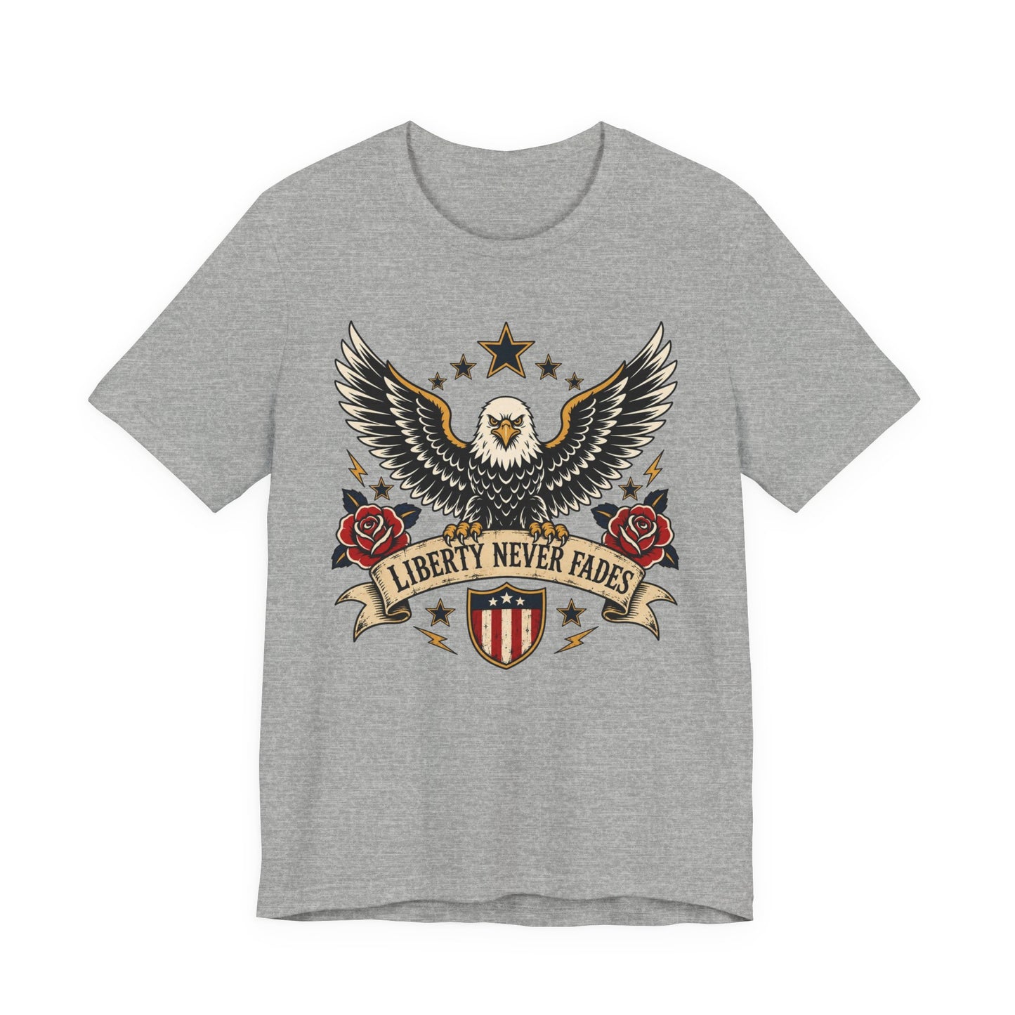 Liberty Never Fades Eagle Tee — Patriotic American Flag Shirt