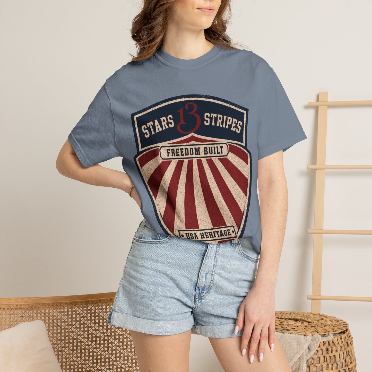 Stars13stripeS Shield T-Shirt — Freedom Built USA Heritage Tee