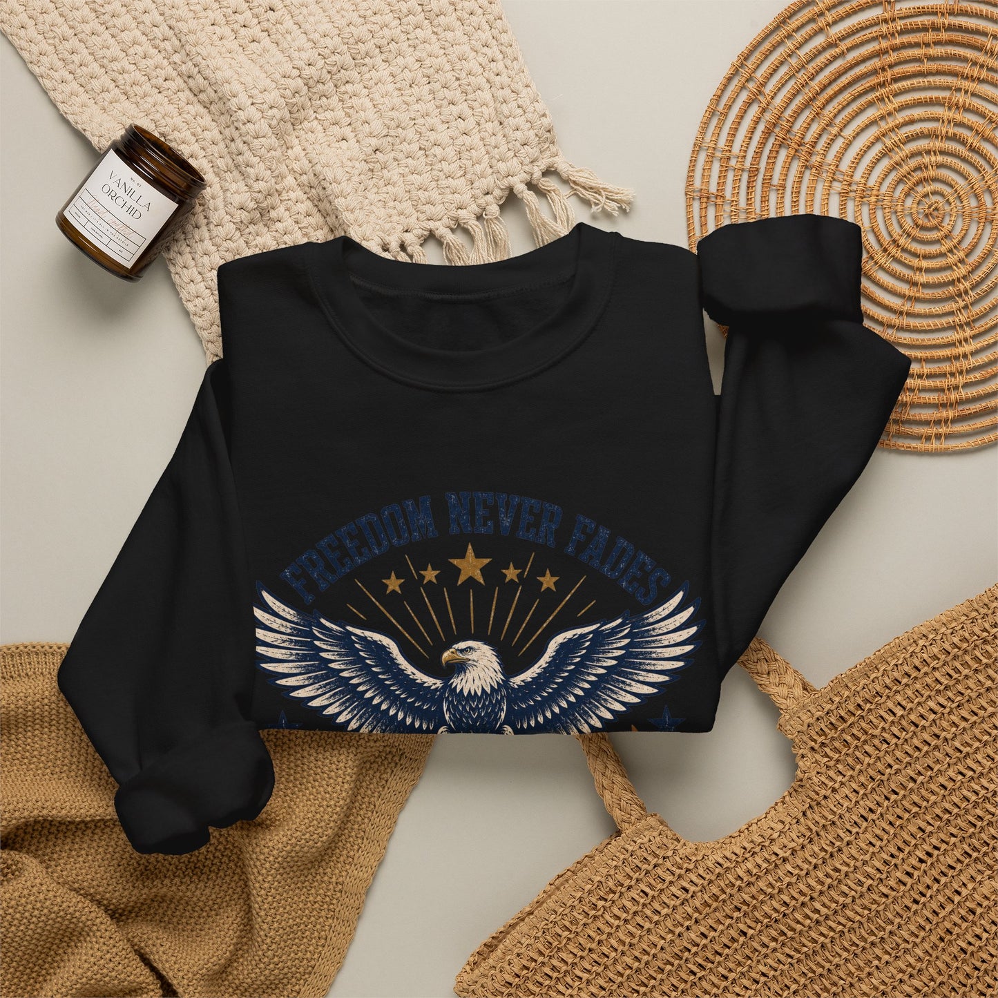 Freedom Never Fades Sweatshirt — Patriotic Eagle Crewneck