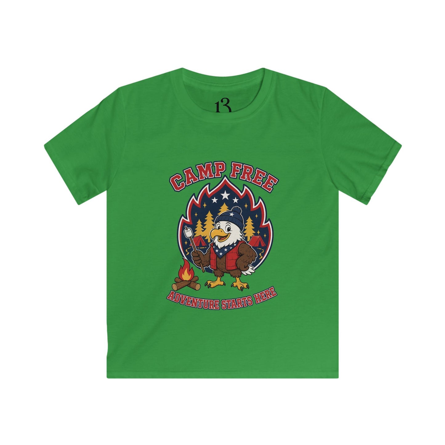 Kids Tee - "Camp Free" Eagle Camping Graphic Shirt for Outdoor-Loving Kids