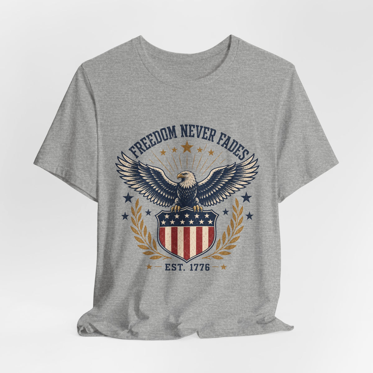 Freedom Never Fades Eagle T-Shirt — Patriotic USA Flag Vintage Tee