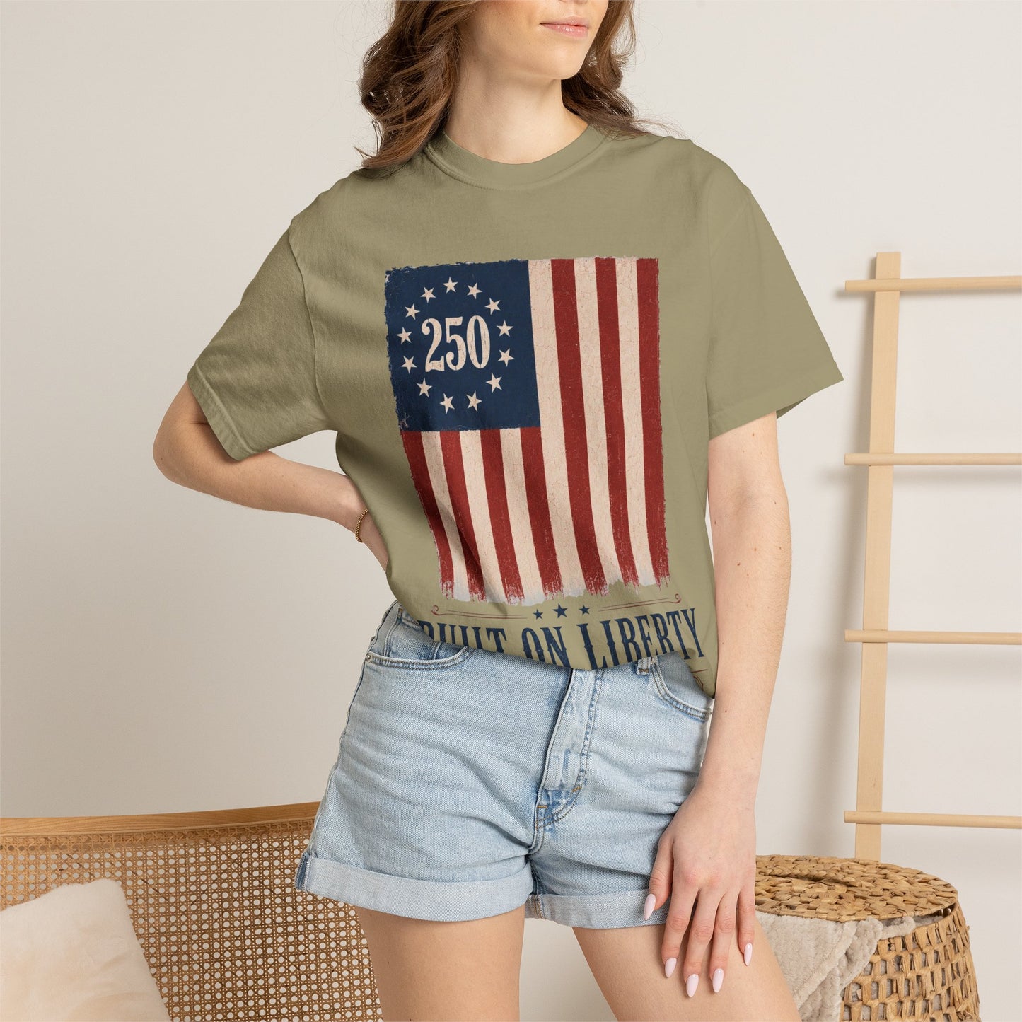 Built on Liberty 250 Flag T-Shirt — Patriotic Independence Day Tee