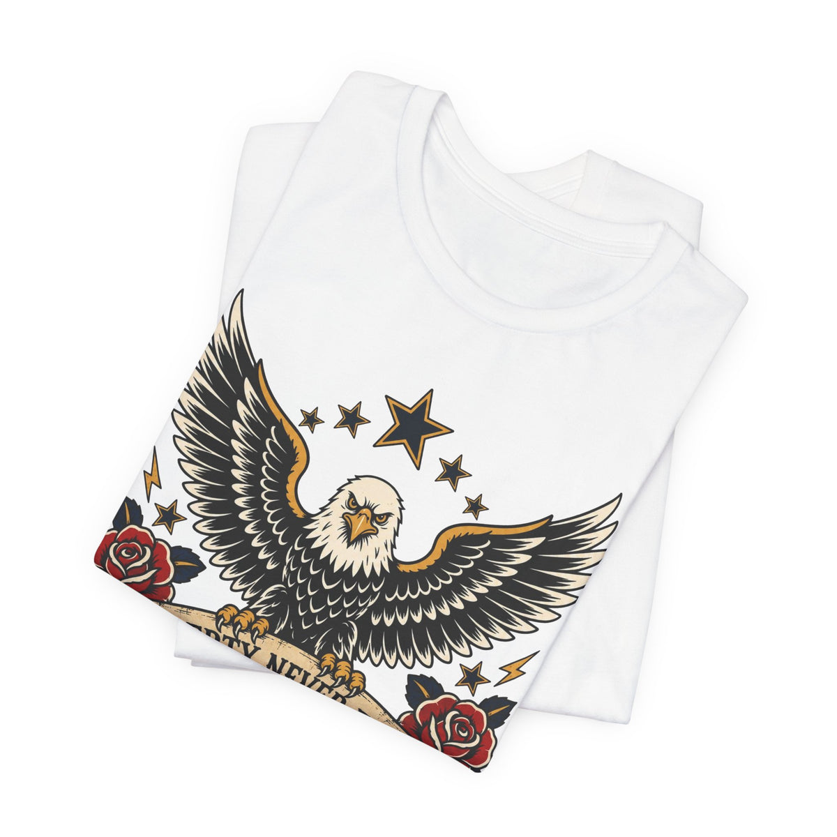 Liberty Never Fades Eagle Tee — Patriotic American Flag Shirt