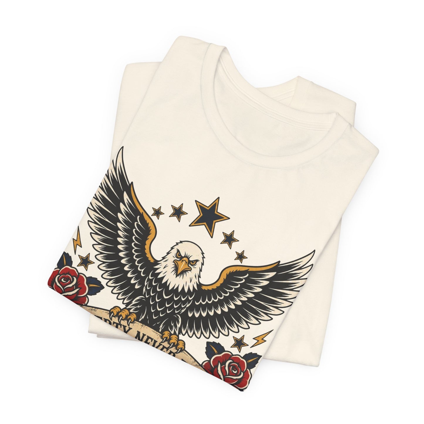 Liberty Never Fades Eagle Tee — Patriotic American Flag Shirt