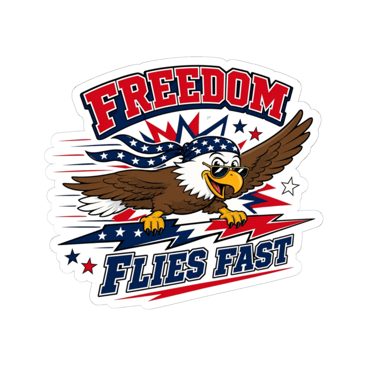 Freedom Flies Fast Eagle Sticker — Patriotic Kiss-Cut Decal