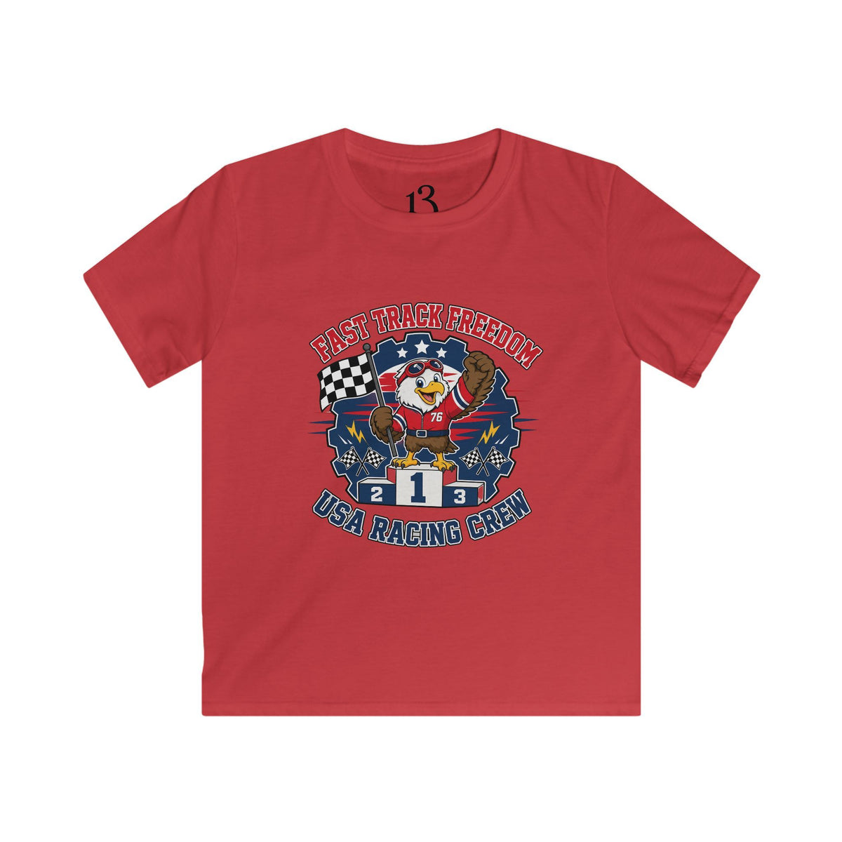 Kids Racing Tee - 'Fast Track Freedom' USA Racing Champion Graphic