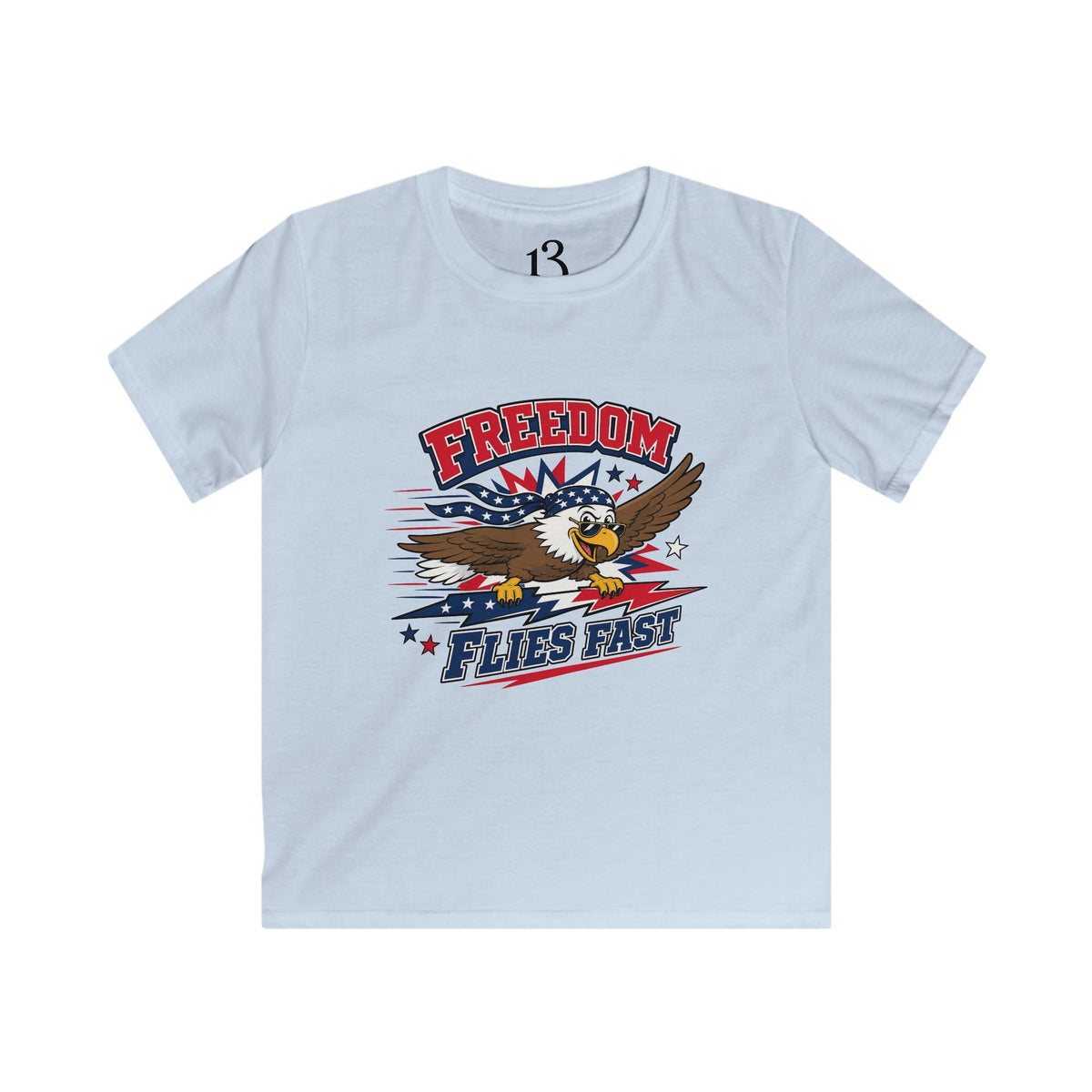 Kids Tee — "Freedom Flies Fast" Patriotic Eagle Shirt for 4th of July