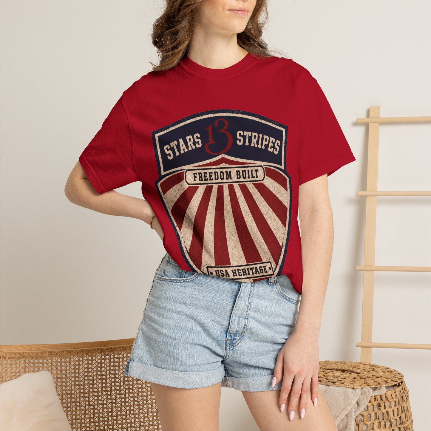 Stars13stripeS Shield T-Shirt — Freedom Built USA Heritage Tee