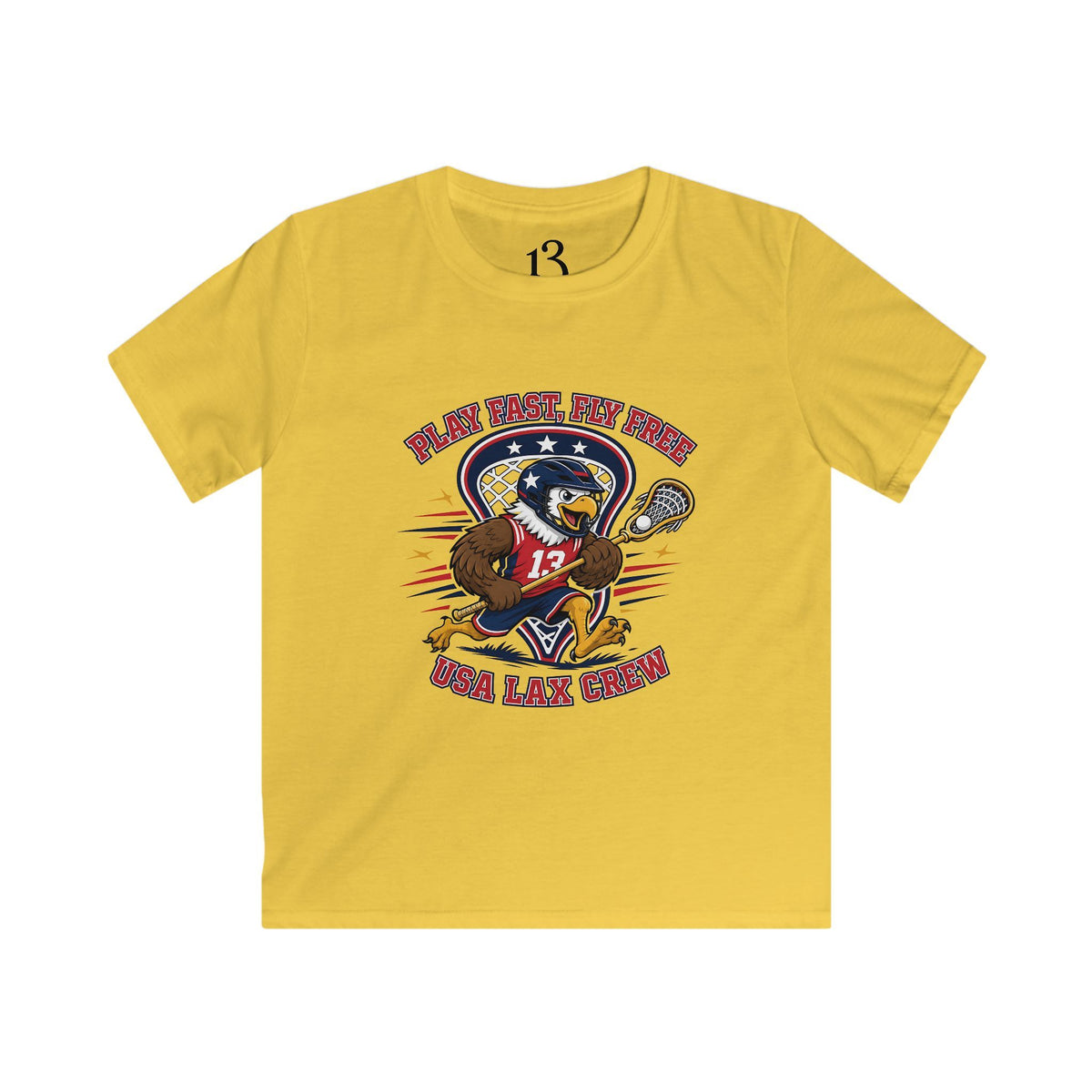 Kids Lacrosse Tee - 'Play Fast, Hit Hard' Eagle Lacrosse Graphic Shirt