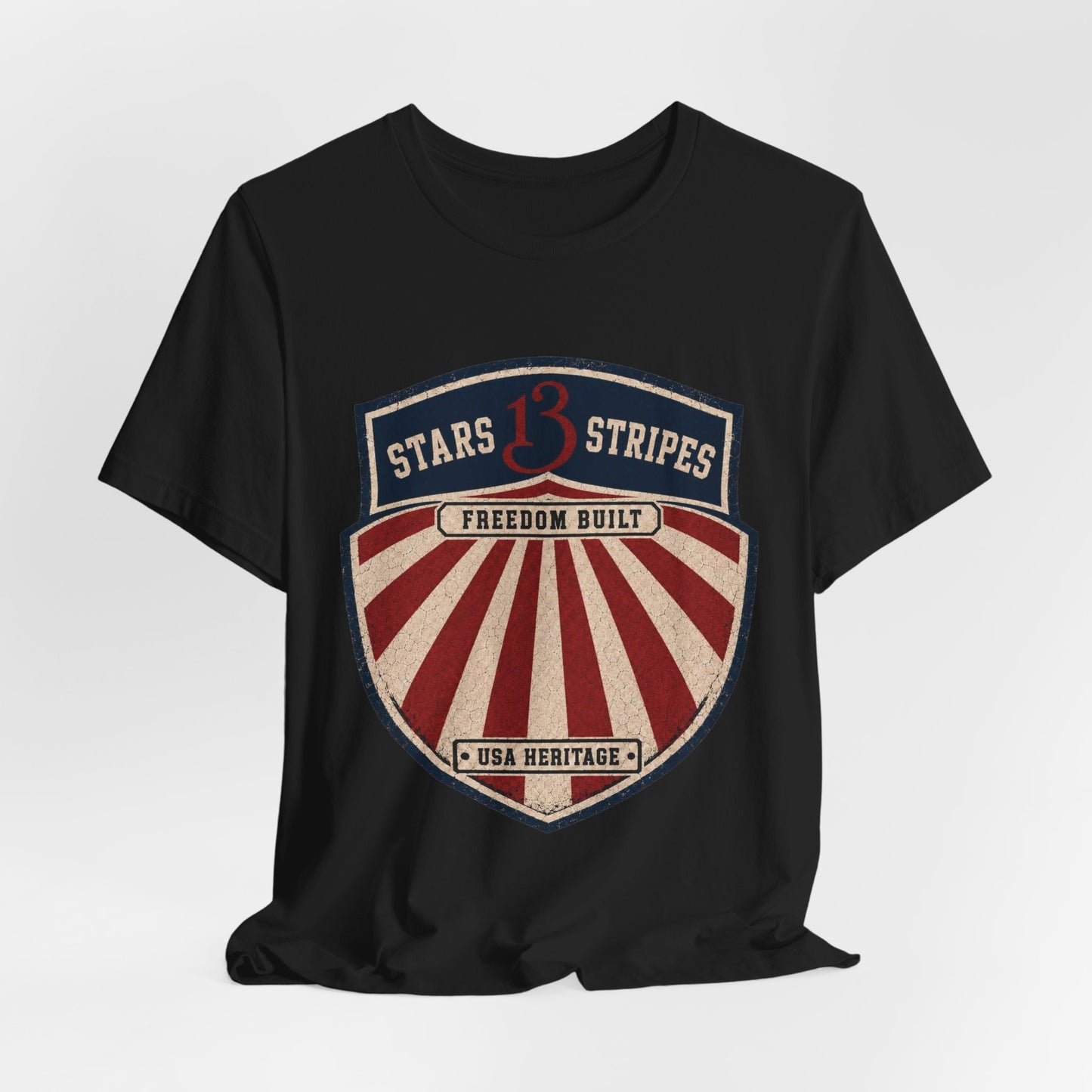 Stars13stripeS Shield T‑Shirt — Freedom Built USA Heritage Tee