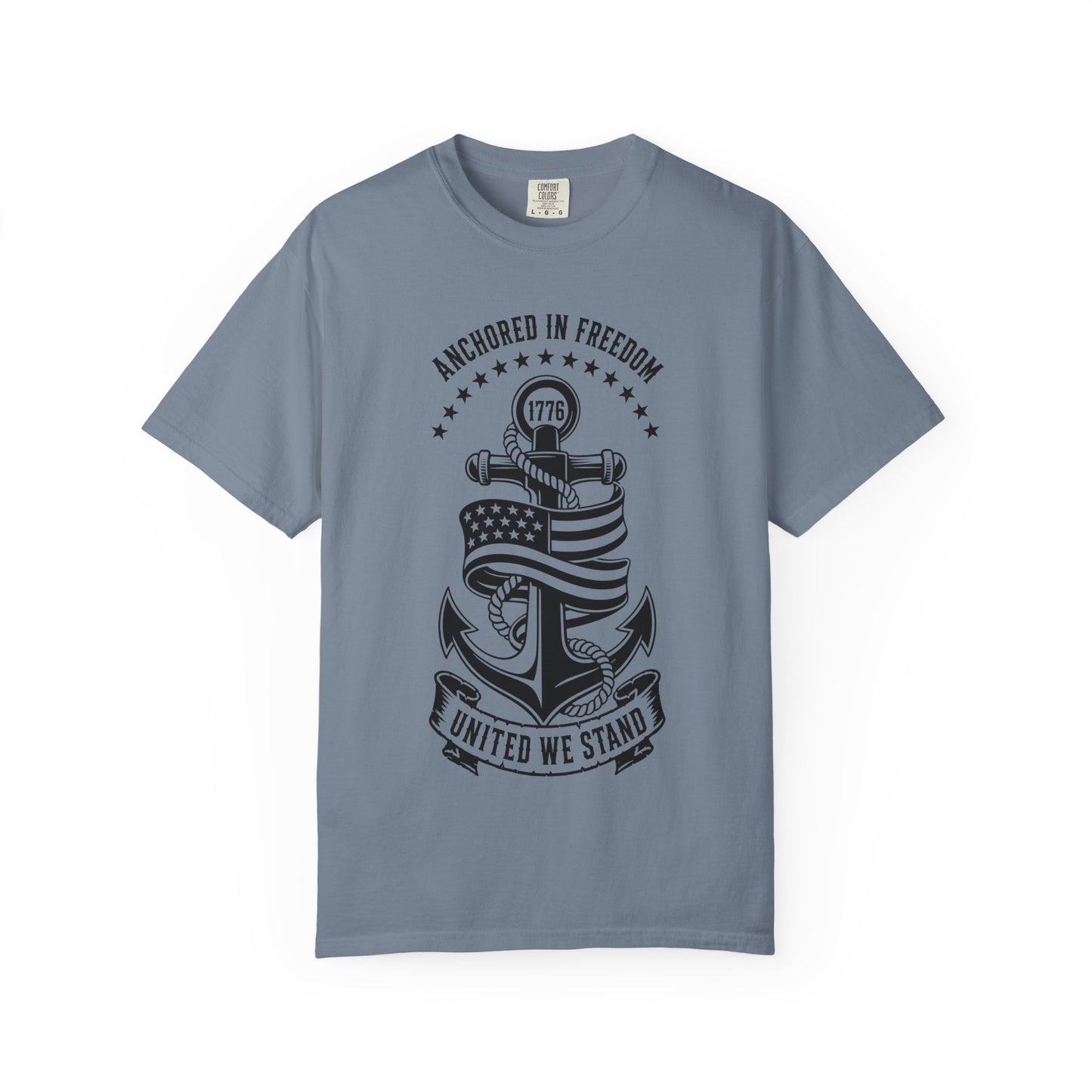 Anchored in Freedom T-Shirt — "United We Stand" Patriotic Anchor Tee