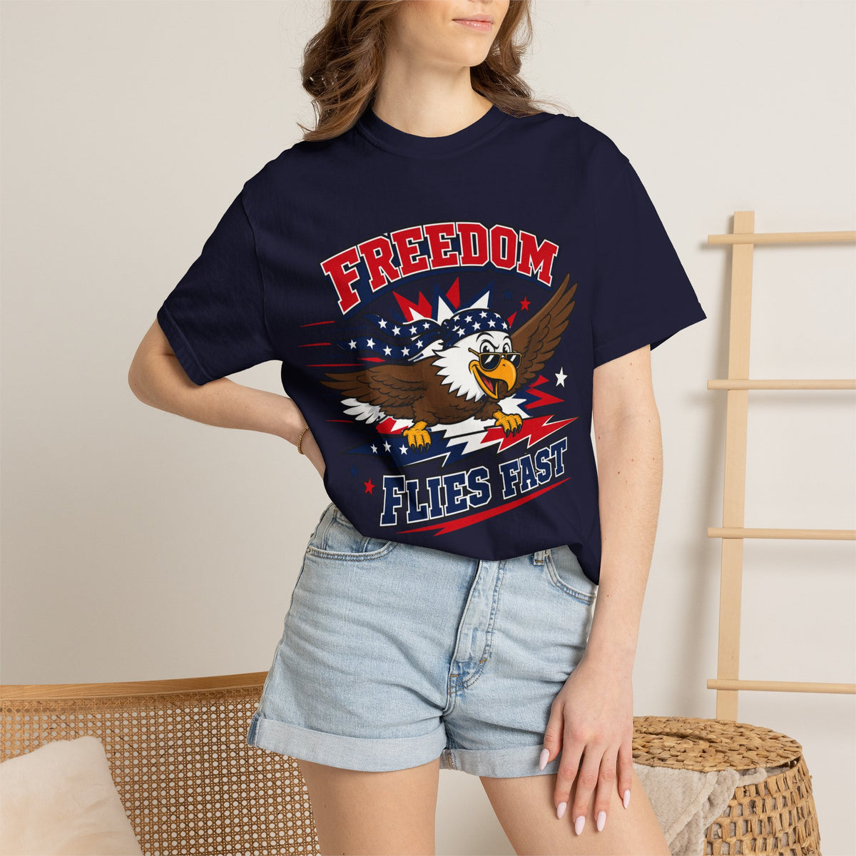 Freedom Flies Fast T-Shirt — Patriotic Eagle Graphic Tee
