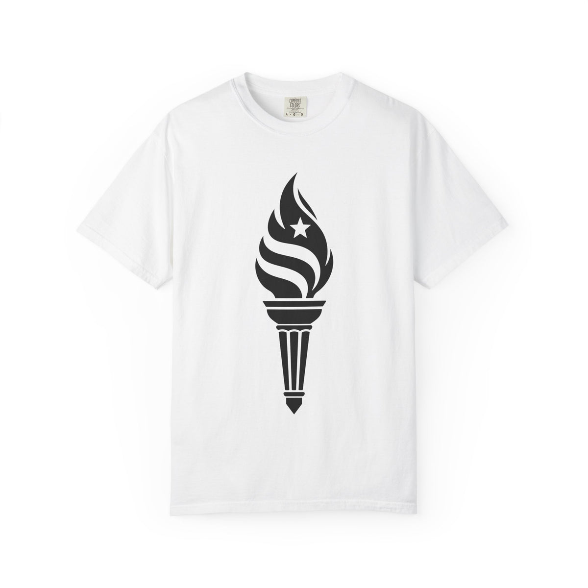 Liberty Torch T-Shirt — Patriotic Flame Tee with Star Emblem