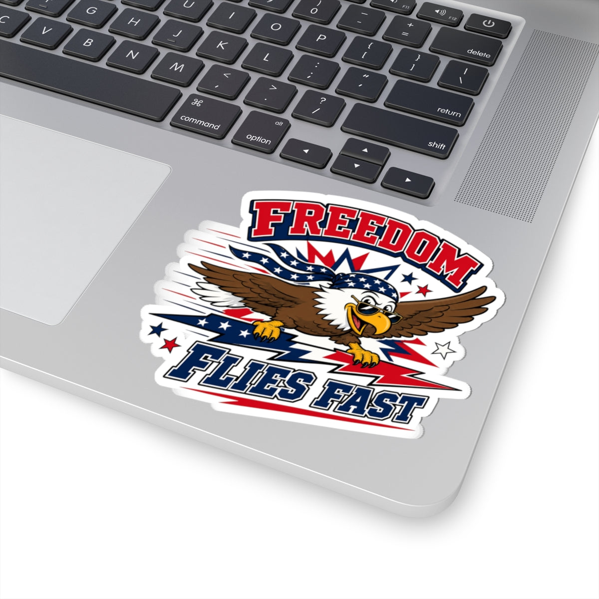 Freedom Flies Fast Eagle Sticker — Patriotic Kiss-Cut Decal