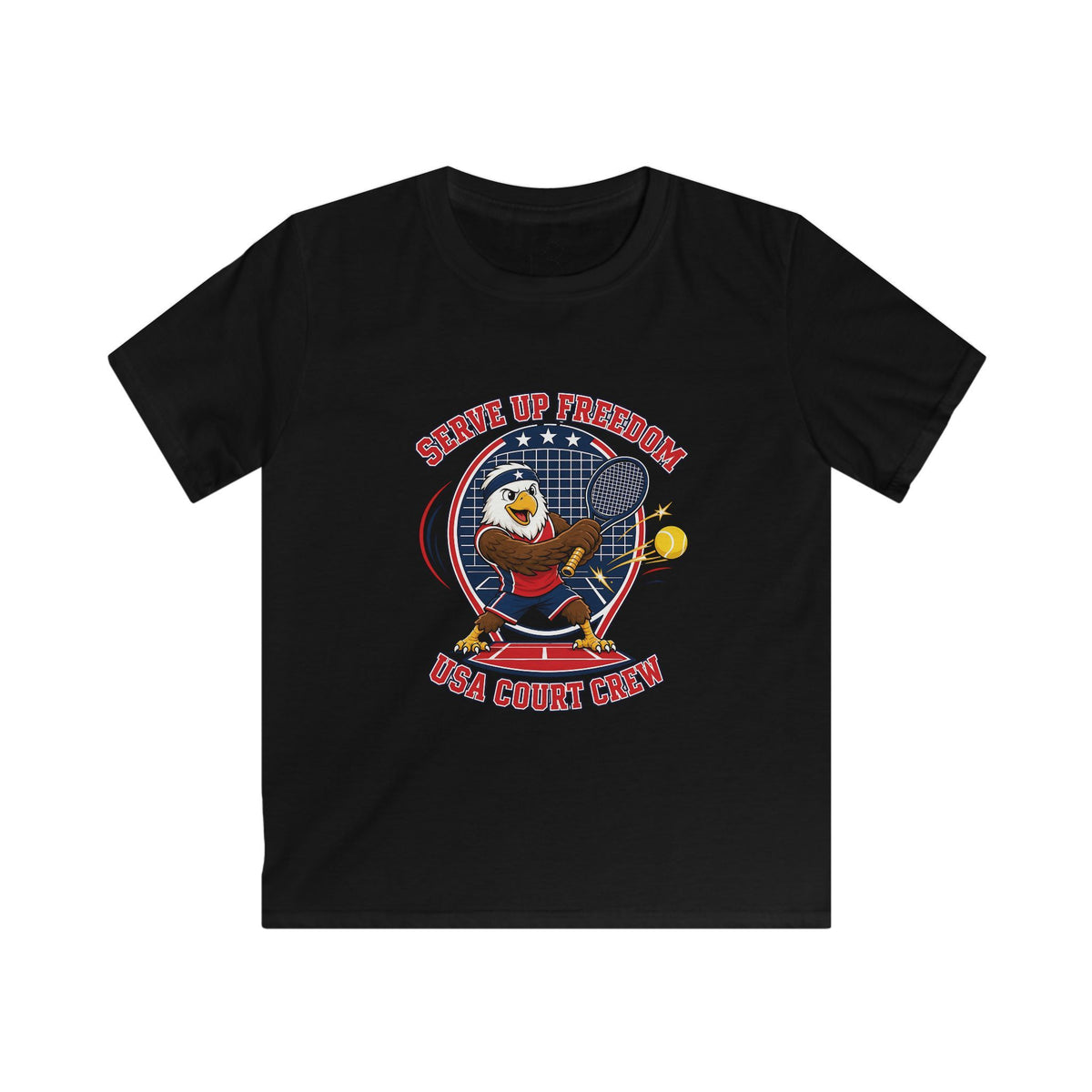 Kids Tee — 'Swing Up Freedom' Tennis Graphic Youth Shirt