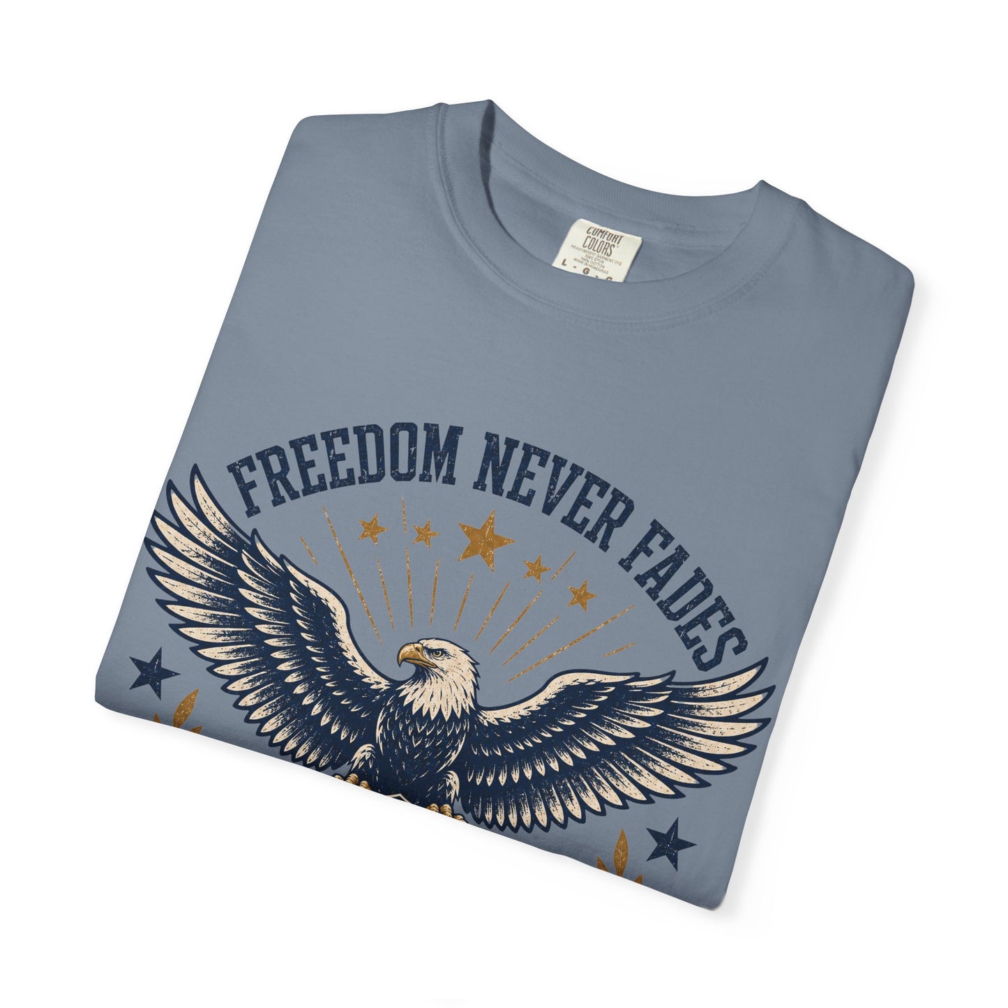 Patriotic Eagle T-Shirt — "Freedom Never Fades" (Est. 1776)