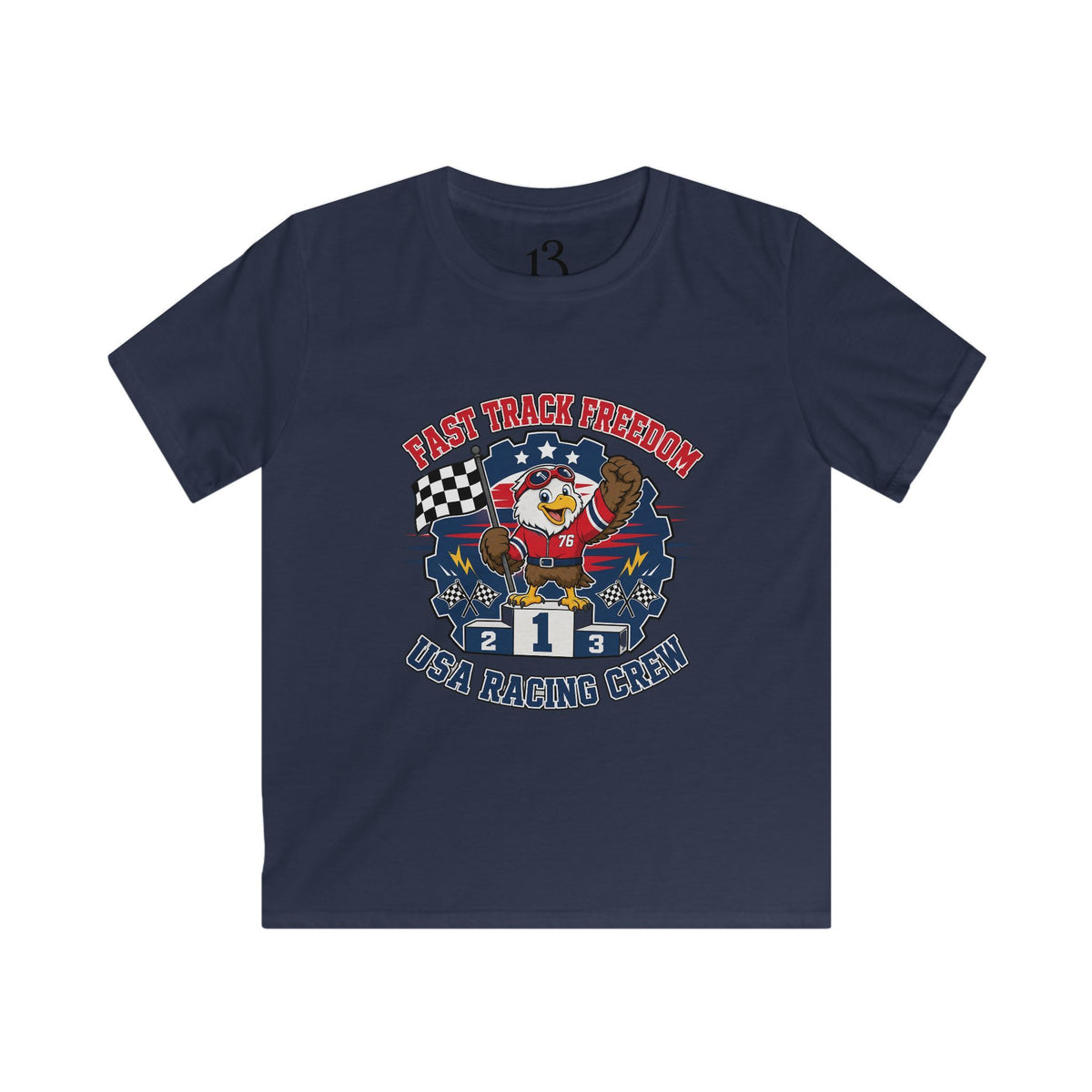 Kids Racing Tee - 'Fast Track Freedom' USA Racing Champion Graphic