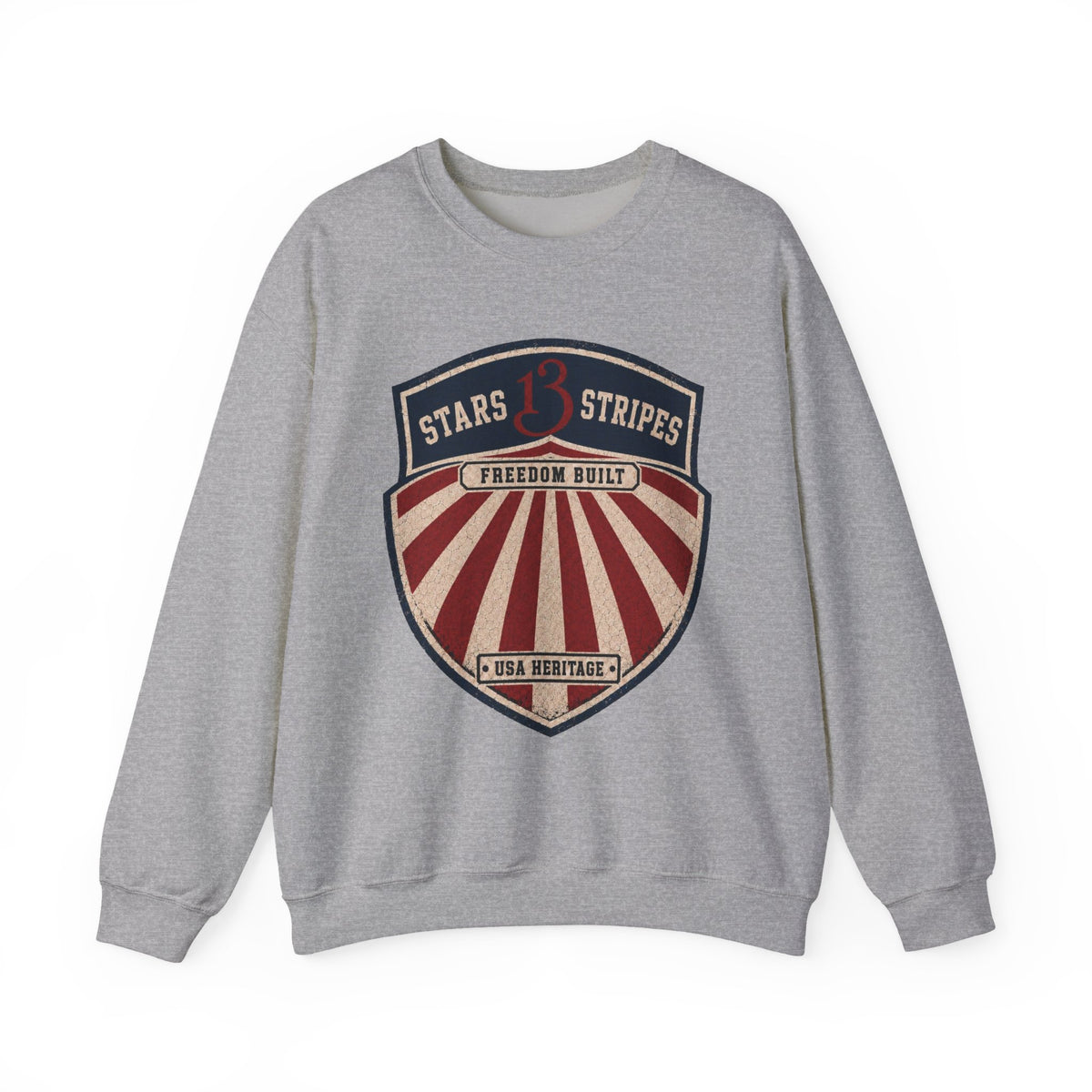 Crewneck Sweatshirt — Vintage 'Stars13stripeS' Patriot Shield