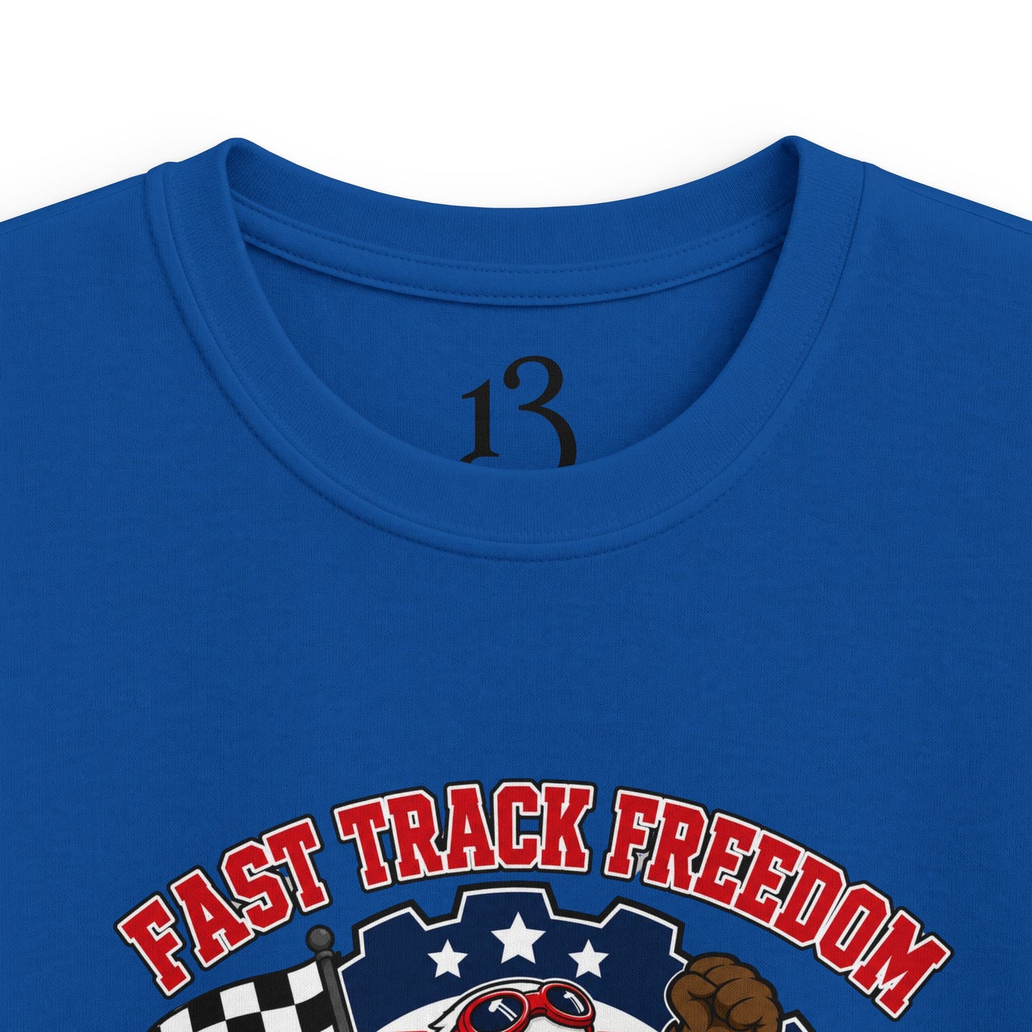 Kids Racing Tee - 'Fast Track Freedom' USA Racing Champion Graphic