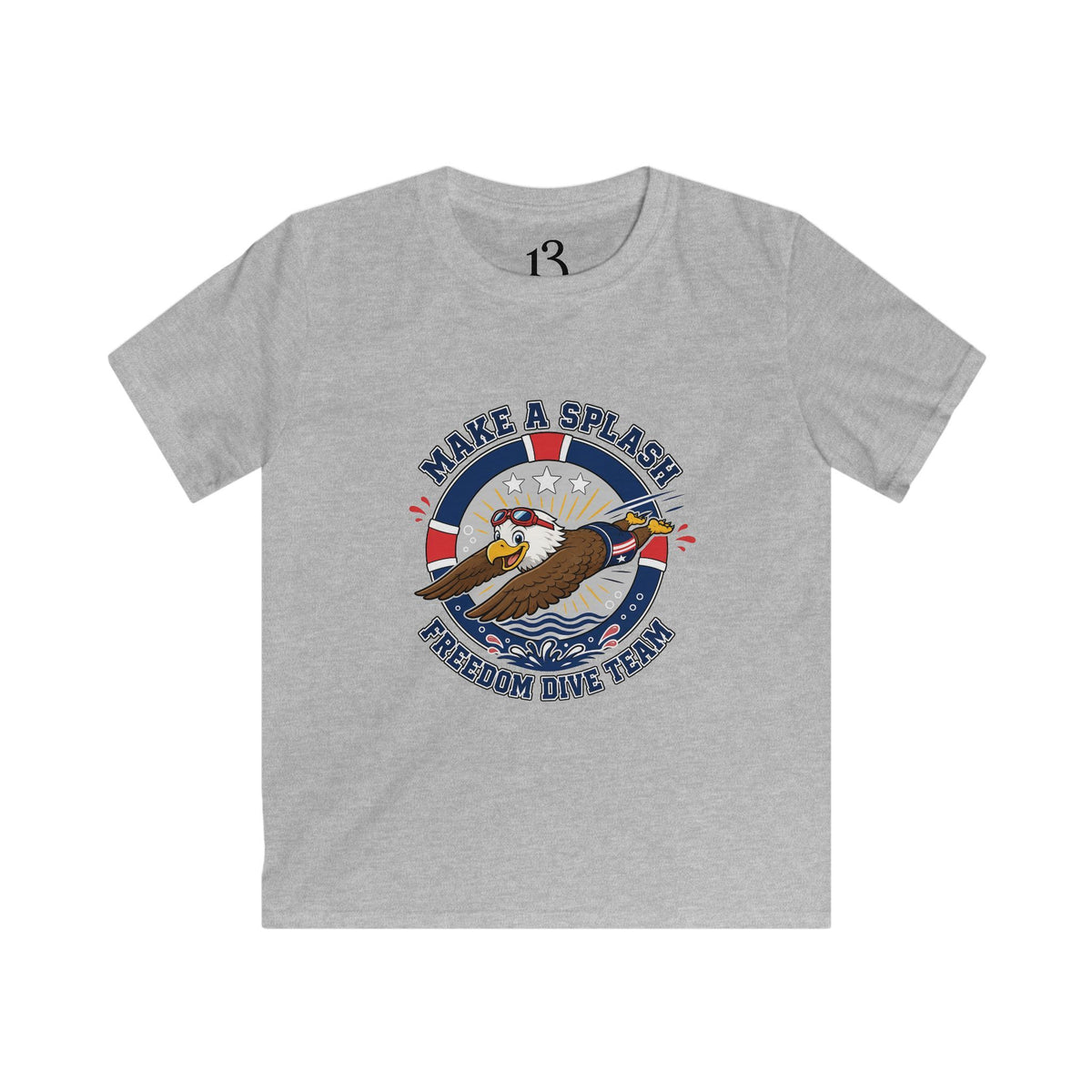 Kids Make a Splash Freedom Dive Team T-shirt with diving eagle