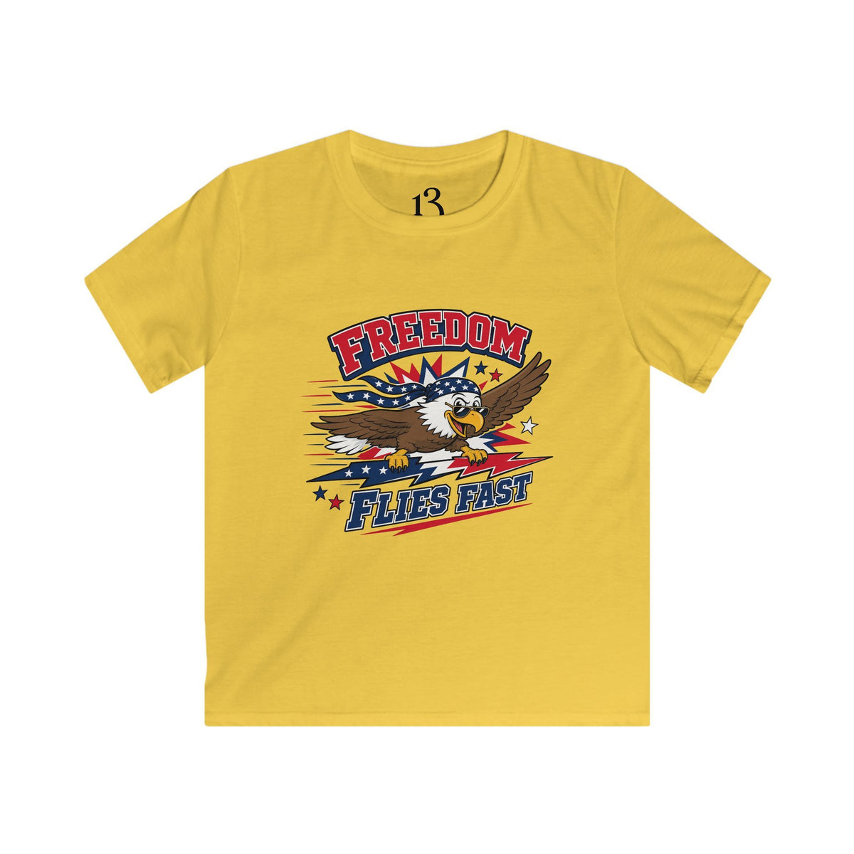 Kids Tee — 'Freedom Flies Fast' American Eagle Patriotic Shirt