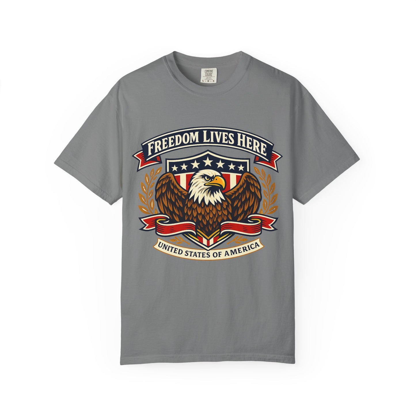 Freedom Lives Here Eagle T-Shirt — Patriotic USA Graphic Tee