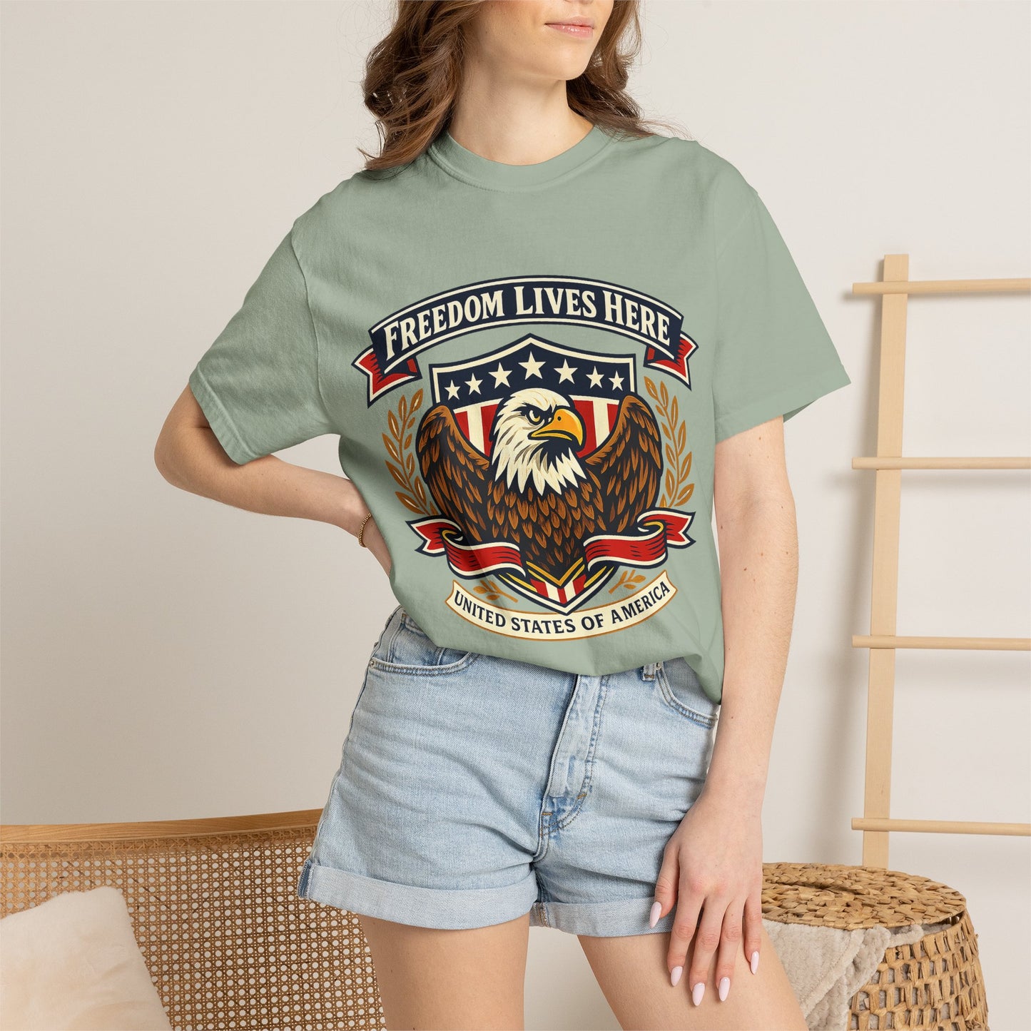 Freedom Lives Here Eagle T-Shirt — Patriotic USA Graphic Tee