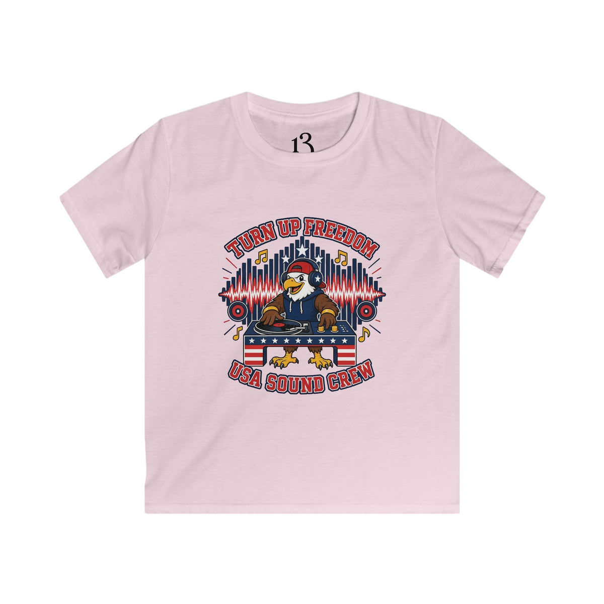 Kids Tee - "Turn Up Freedom" USA Sound Crew Patriotic Eagle Graphic