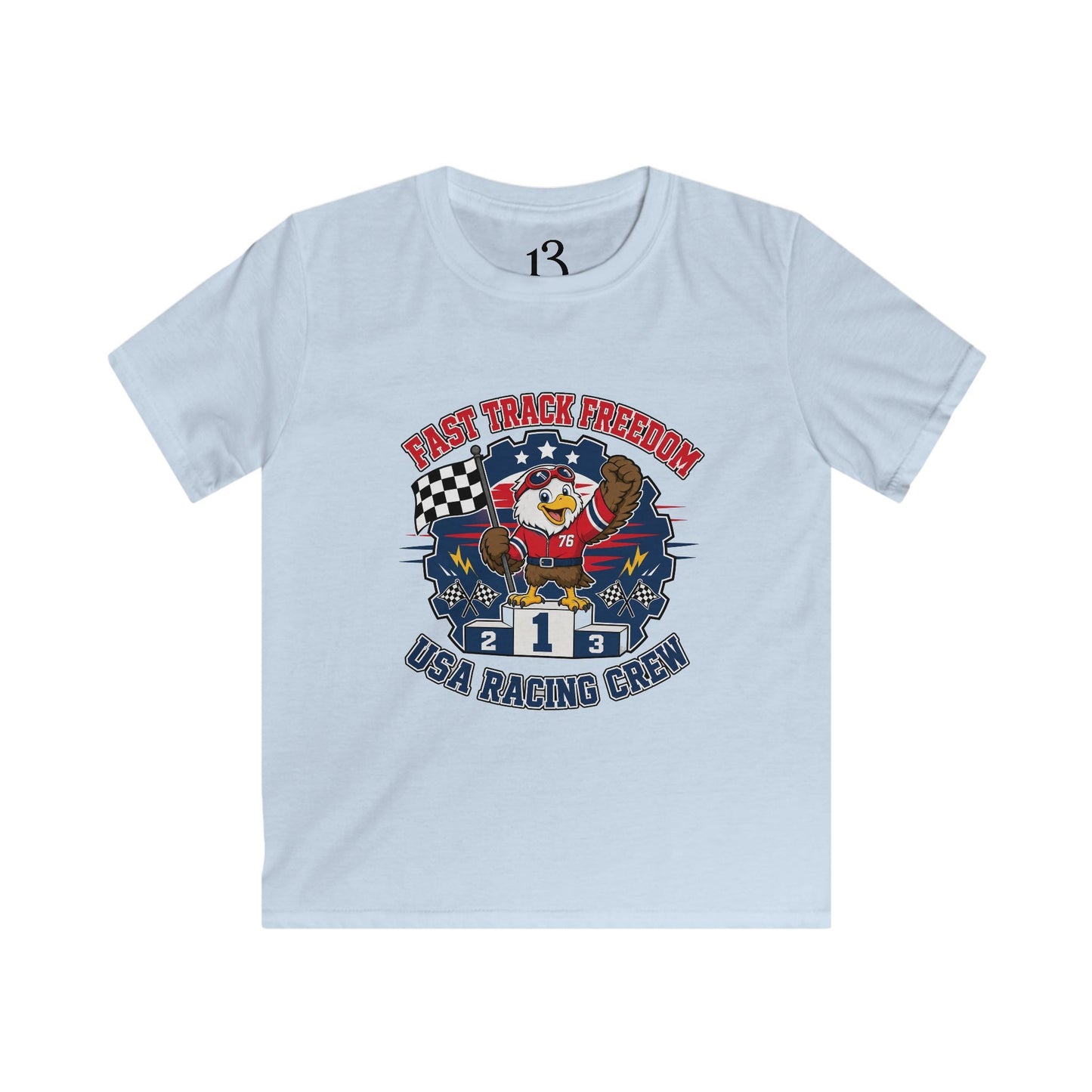 Kids Racing Tee - 'Fast Track Freedom' USA Racing Champion Graphic