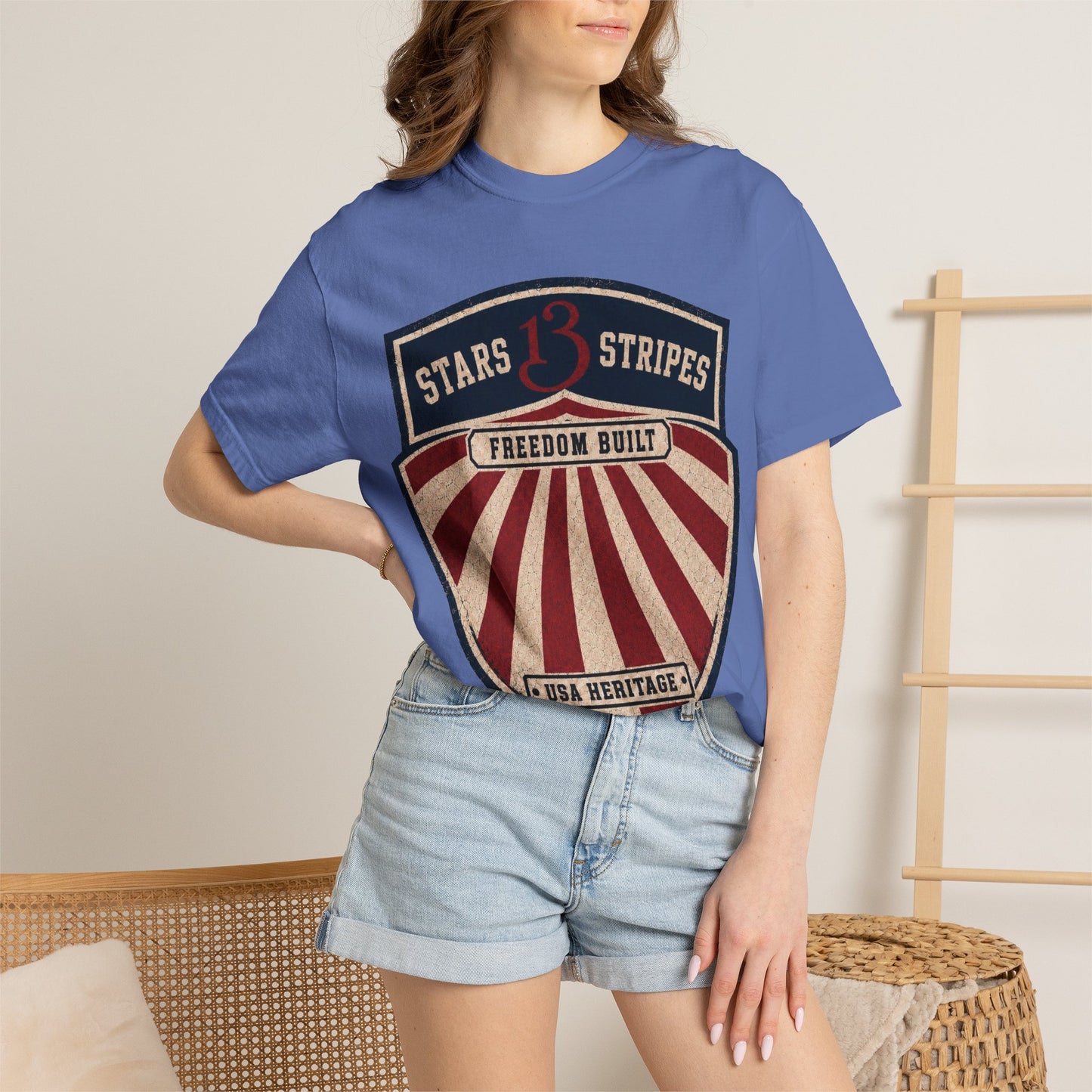 Stars13stripeS Shield T-Shirt — Freedom Built USA Heritage Tee