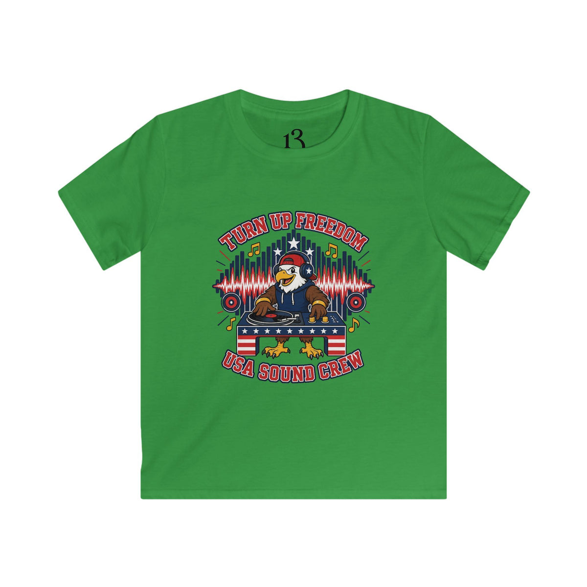 Kids Tee - "Turn Up Freedom" USA Sound Crew Patriotic Eagle Graphic