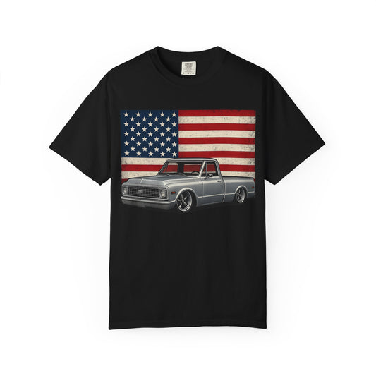Vintage Chevy C10 Truck T-Shirt with American Flag