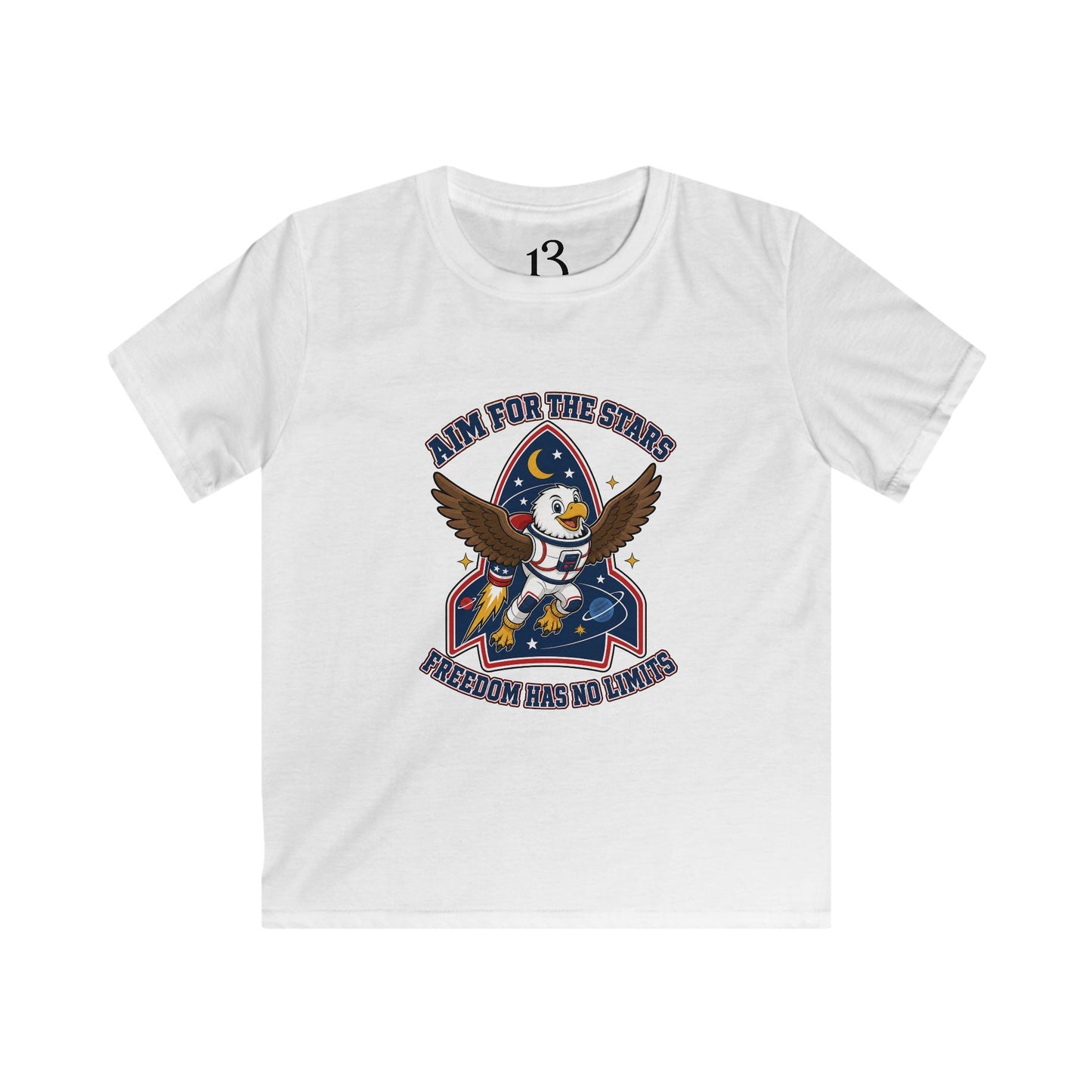 Kids Tee — 'Aim for the Stars' Rocket Eagle Graphic Shirt