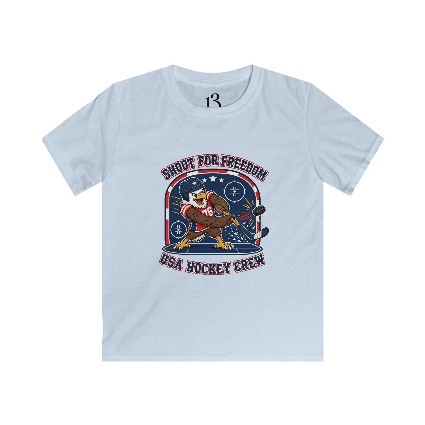 Kids Hockey Tee — "Shoot for Freedom" USA Hockey Crew Youth Shirt