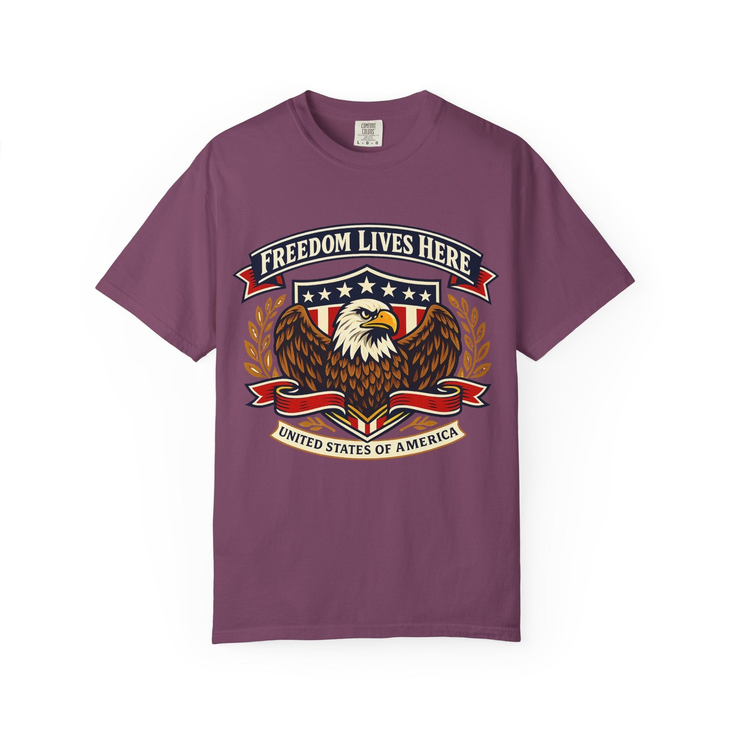 Freedom Lives Here Eagle T-Shirt — Patriotic USA Graphic Tee